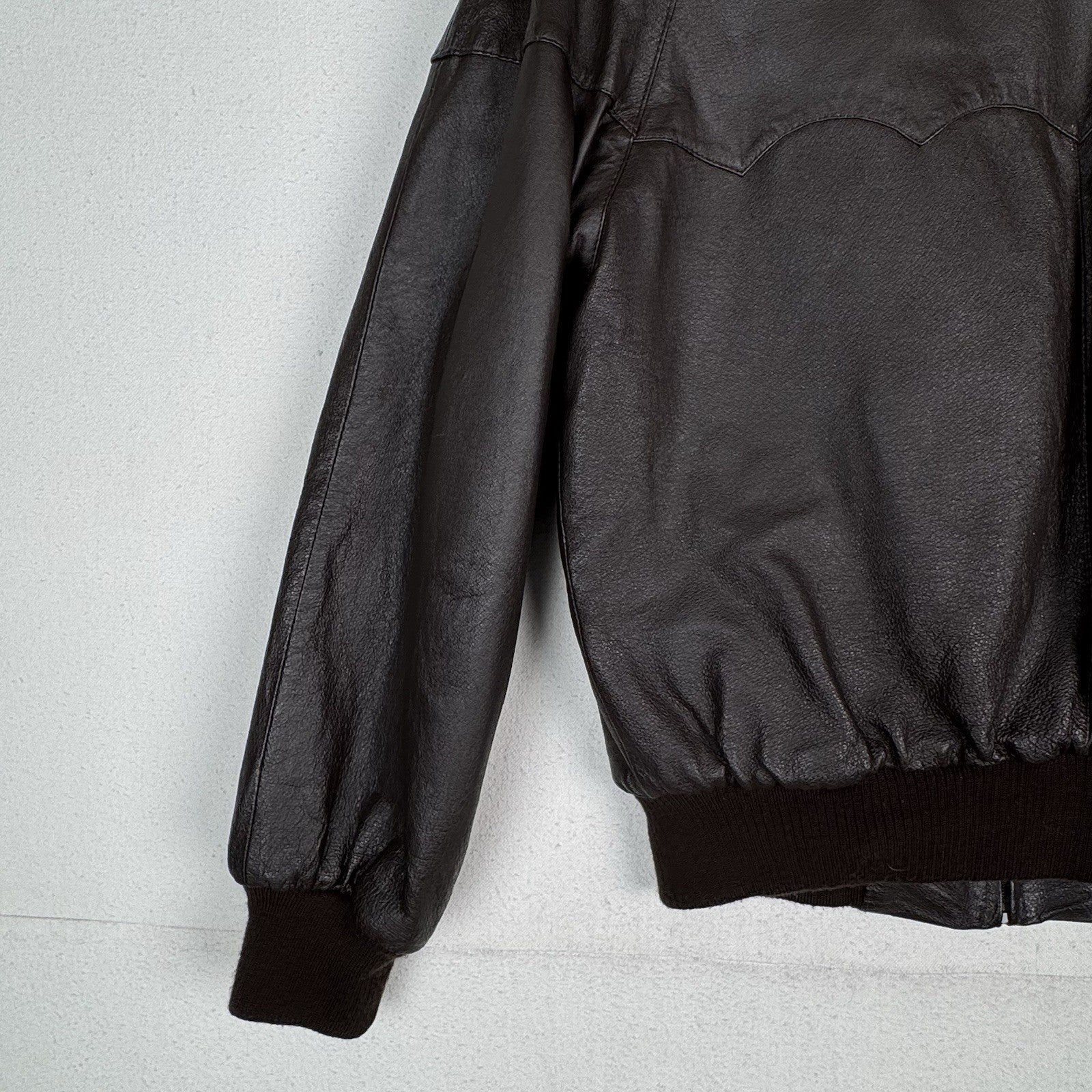 John Blair Leather Western Bomber Aviator Jacket Brown Mens’s Small
