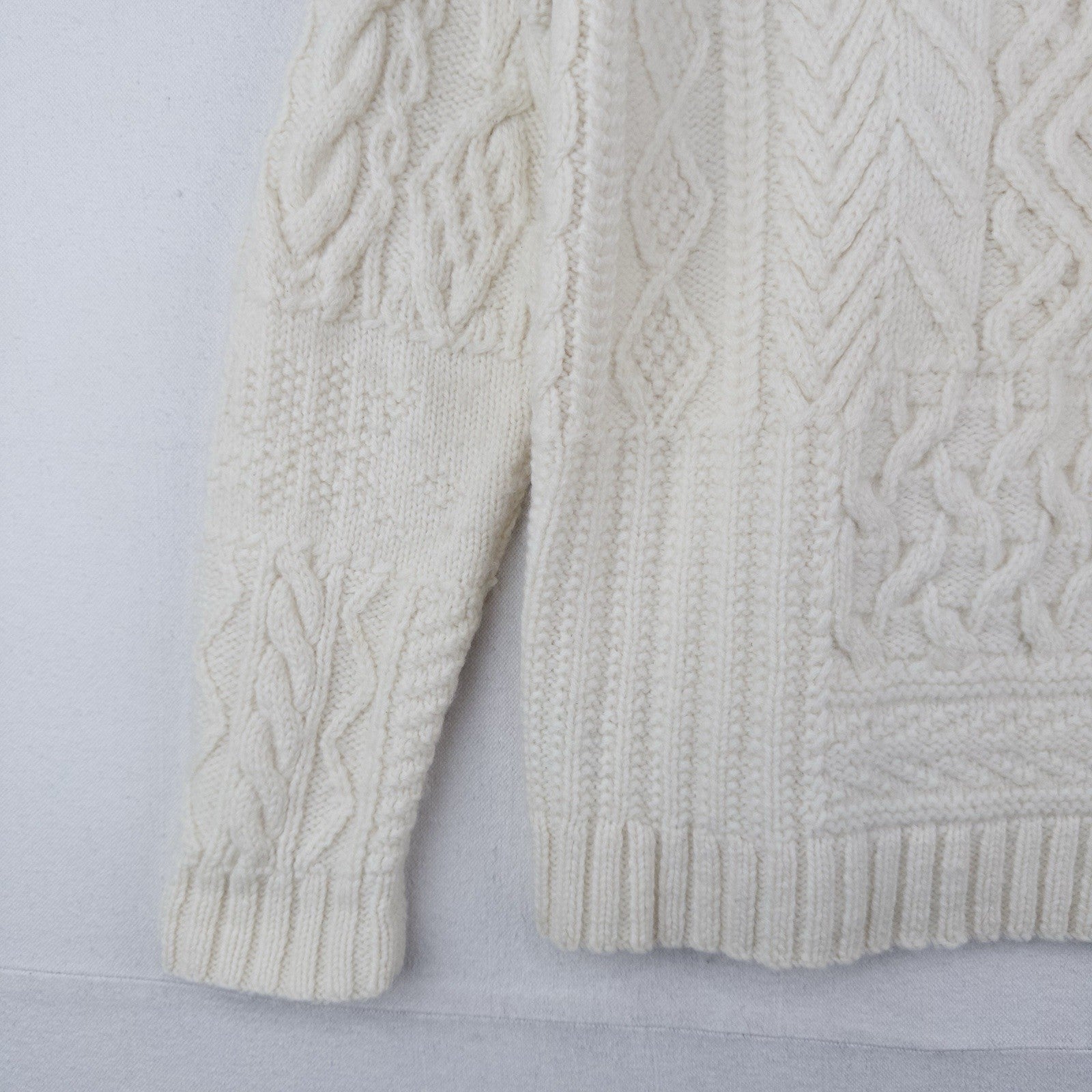 90’s Vtg Ralph Lauren Handknit Aran Patchwork Sweater Women’s M Cream *Read