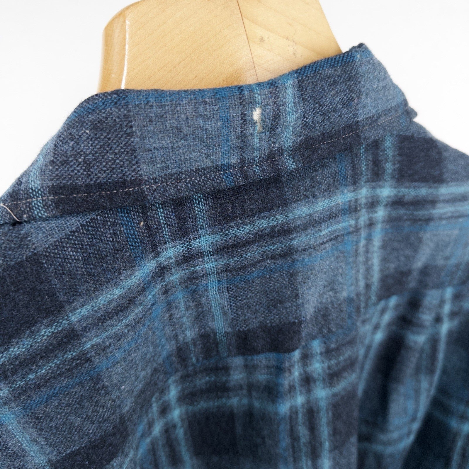 50’s Vtg Ponderosa Virgin Wool Blend Flap Pocket Blue Plaid Flannel Work Shirt