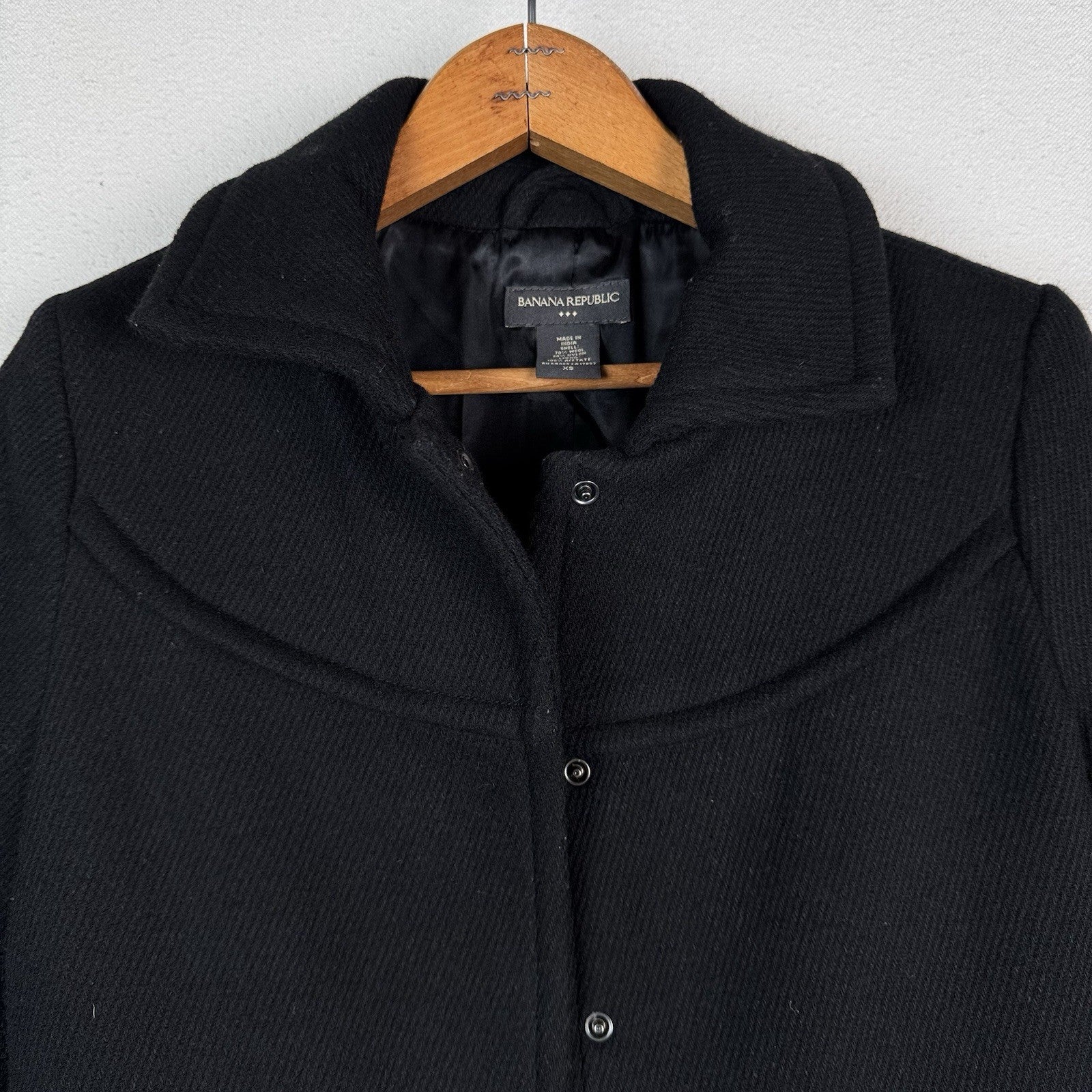 Banana Republic Women’s XS Black Wool Blazer Coat Snap Closure Tailored