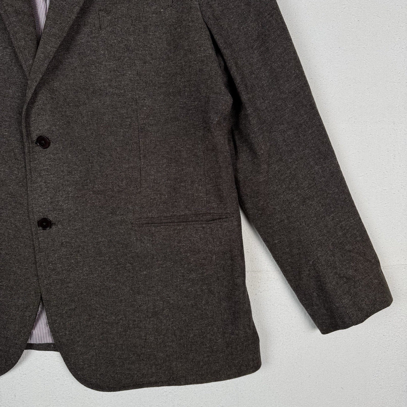 Banana Republic Mens Tailored Fit 48L Brown Textured Weave Italian Elbow Patches