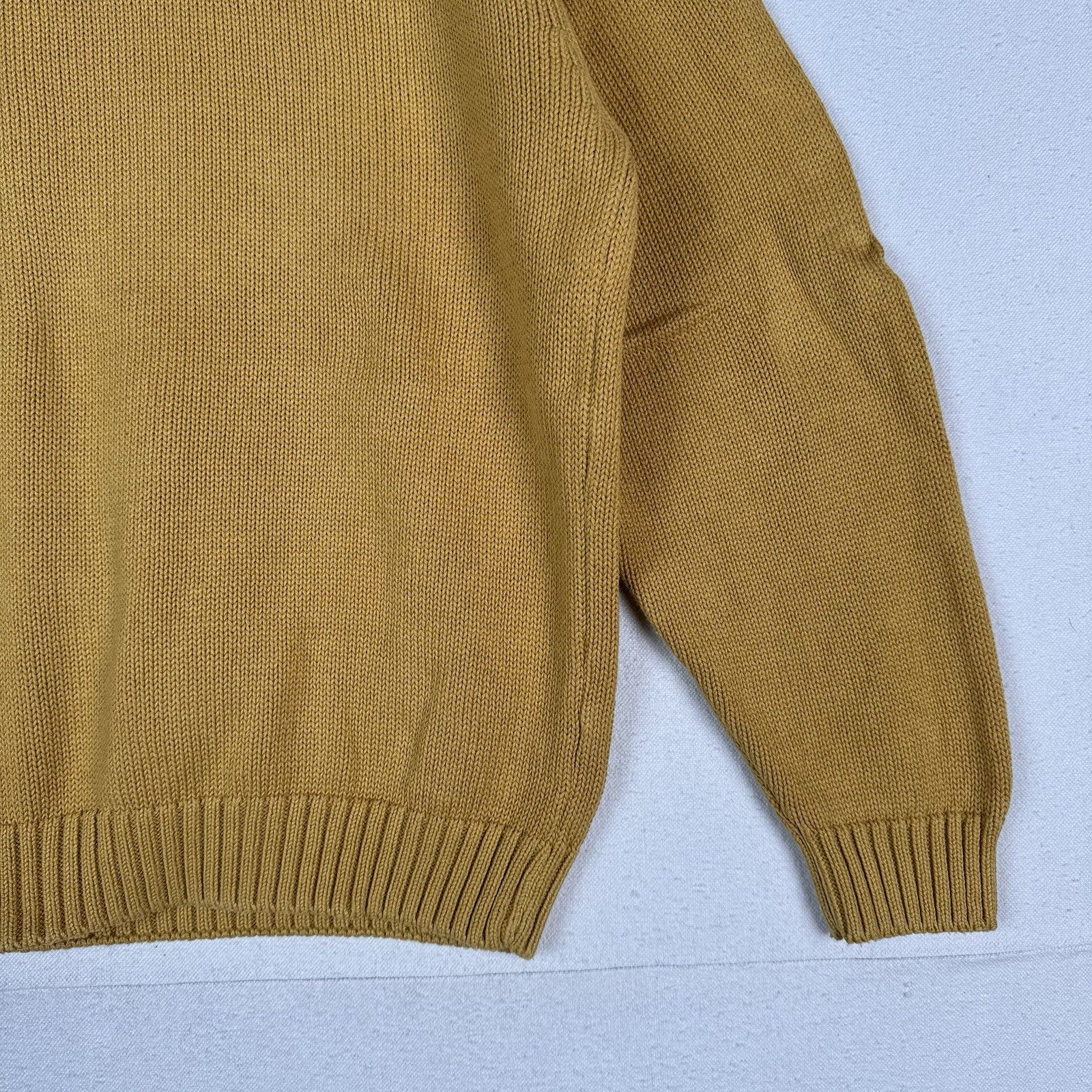 Lands End Womens Crewneck Sweater Yellow Size Large 14-16 Midweight Cotton USA