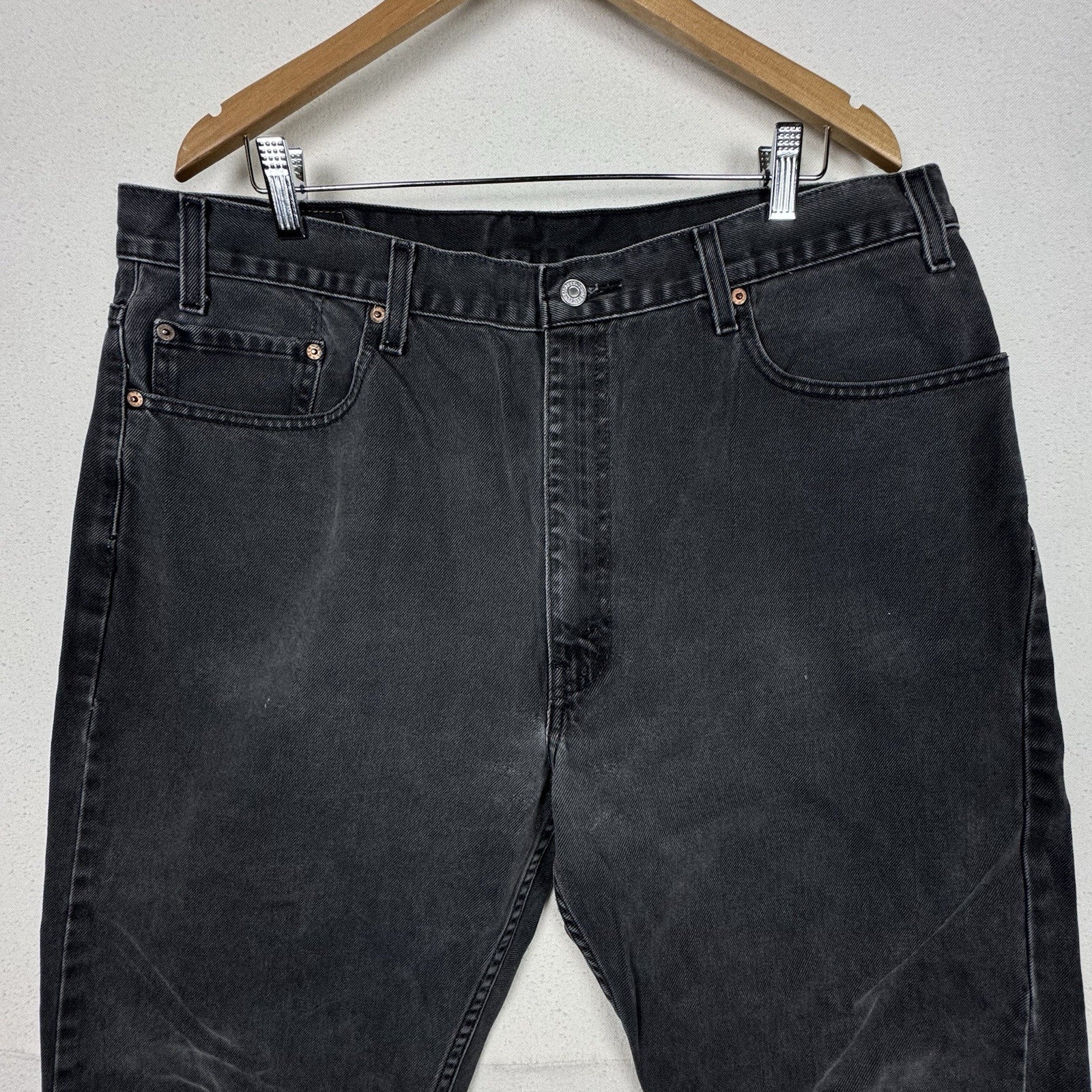 Levis 505 40x32 Straight Fit Lightwashed Black Denim Men's Jeans