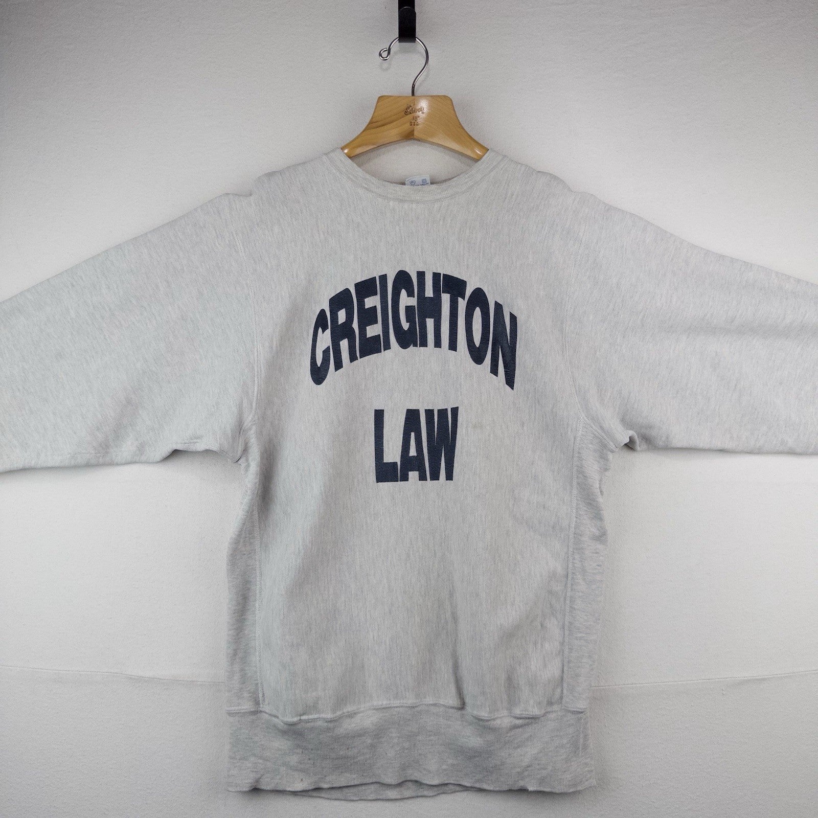 80’s Vtg Champion Creighton Law Reverse Weave Crew Sweatshirt 2XL Gray Made USA