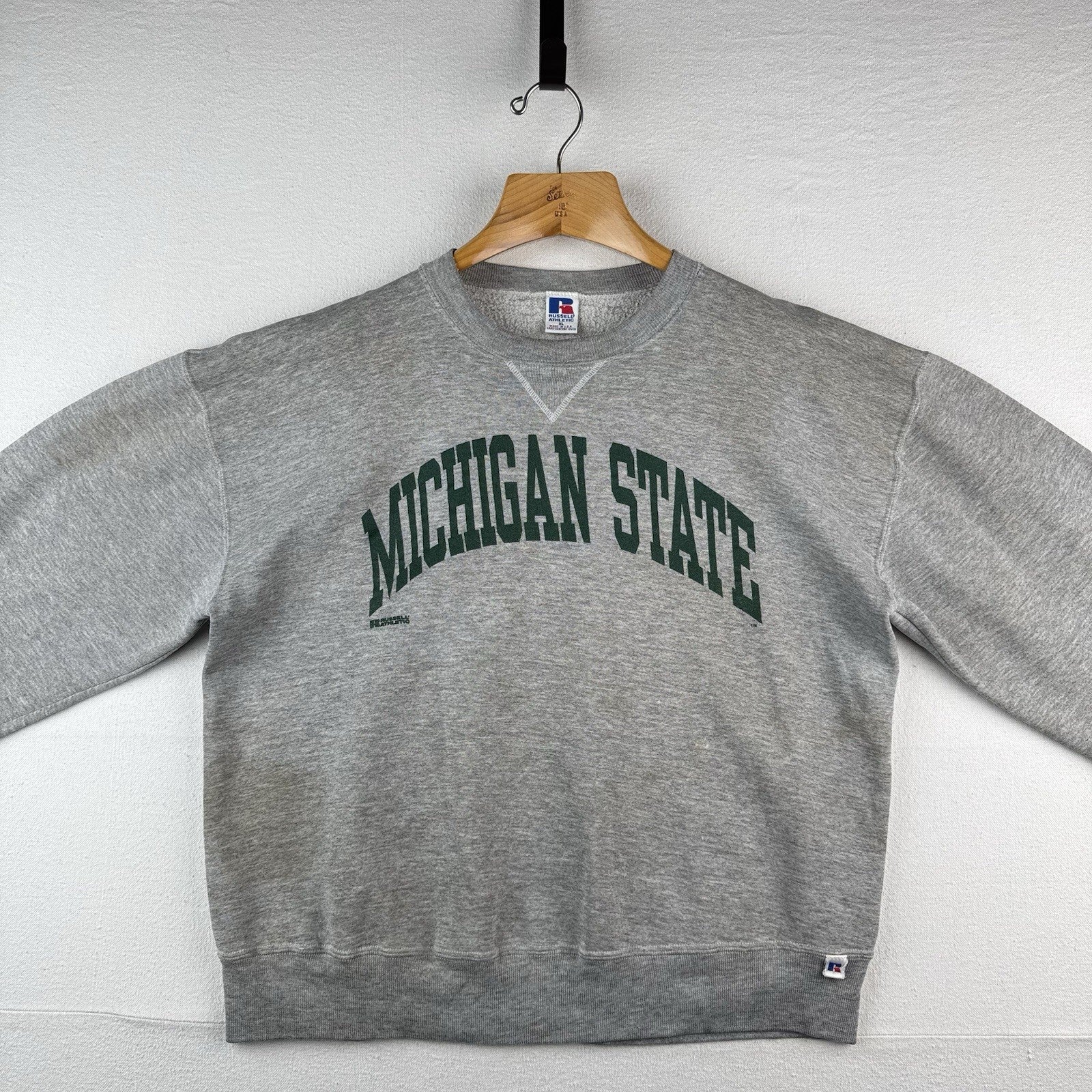 80’s Vtg Michigan State Spartans Russell Athletic Gray Sweatshirt Small Made USA