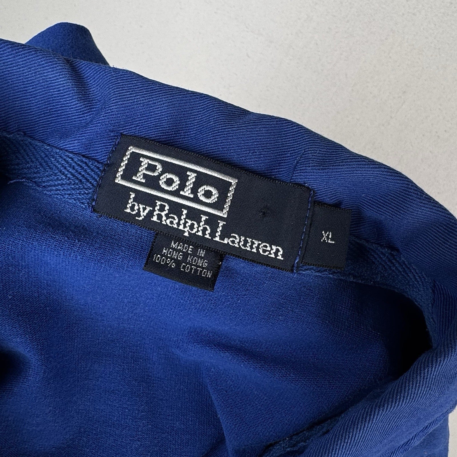 Vintage Polo Ralph Lauren Mens XL Short Sleeve Rugby Thick Soft Blue Stripe