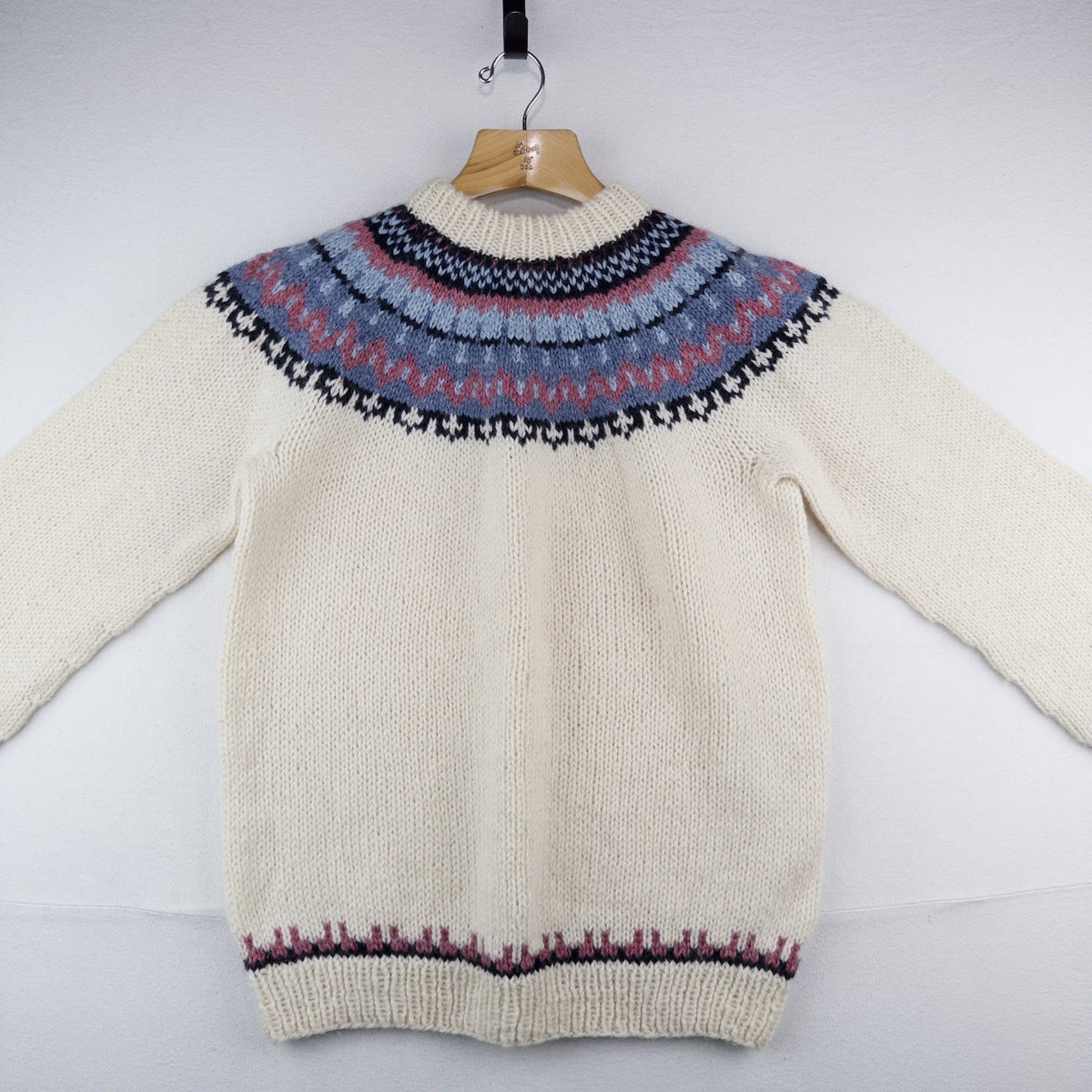 80’s Vtg Stockholm Fair Isle Nordic Yoke Wool Sweater Chunky Denmark Knit Large