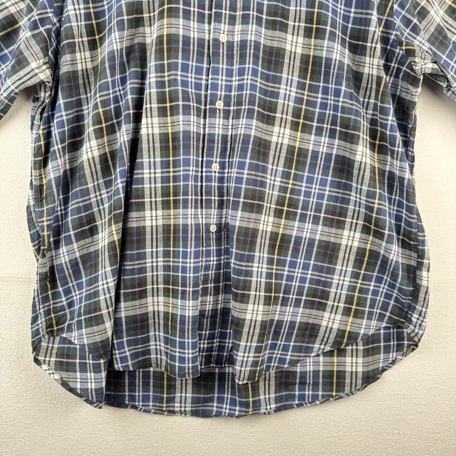 Ralph Lauren Mens 2XL Blake Short Sleeve Tartan Plaid Polo Button Down Shirt