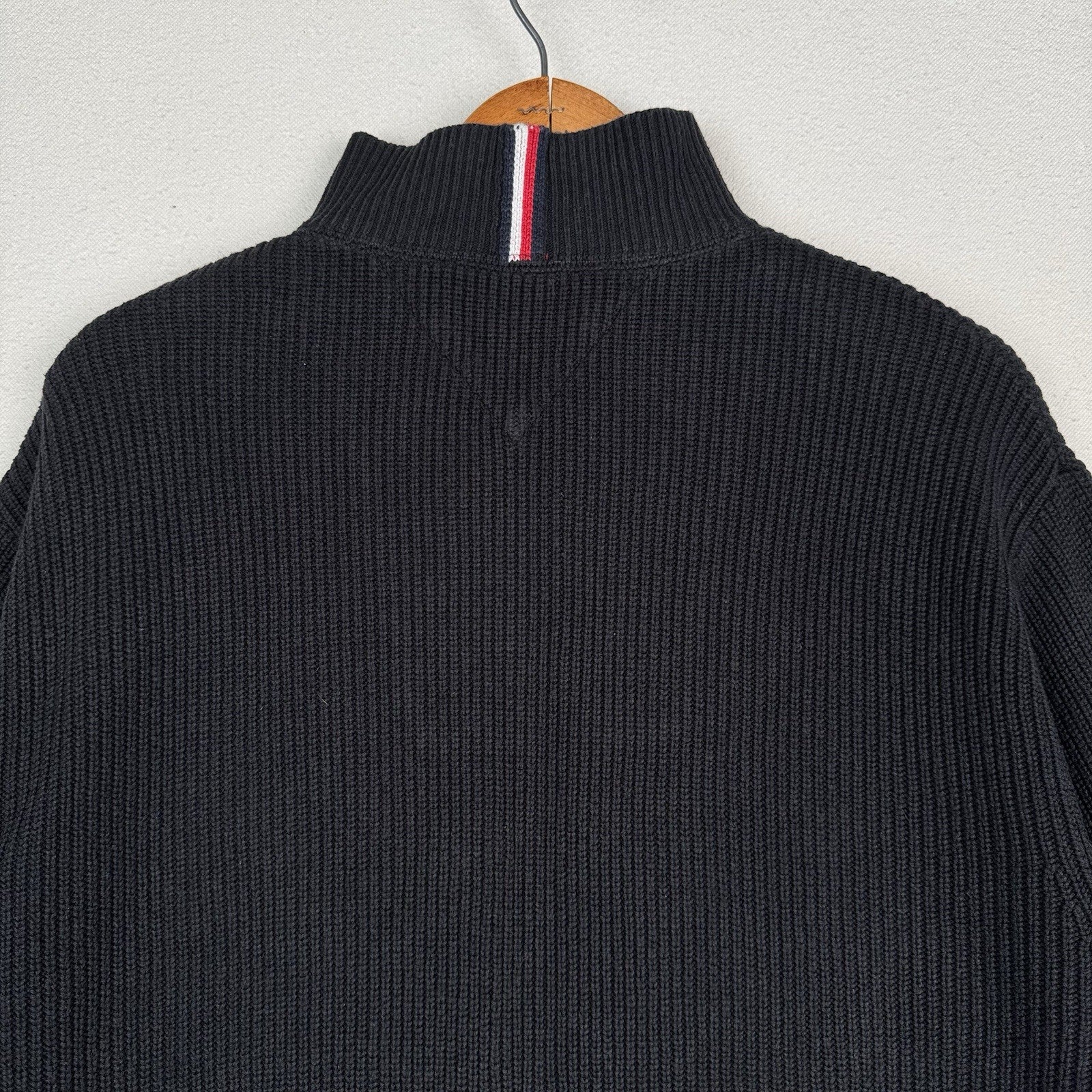 Tommy Hilfiger Quarter Zip XXL Black Pima Cotton/Cashmere Sweater Pullover