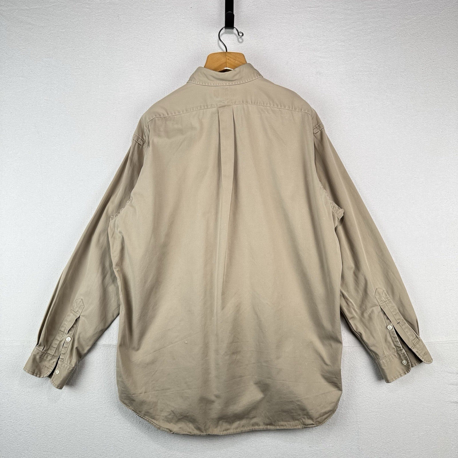 Ralph Lauren Blake Mens XL Tan Khaki Cotton Long Sleeve Button Down Shirt Pony