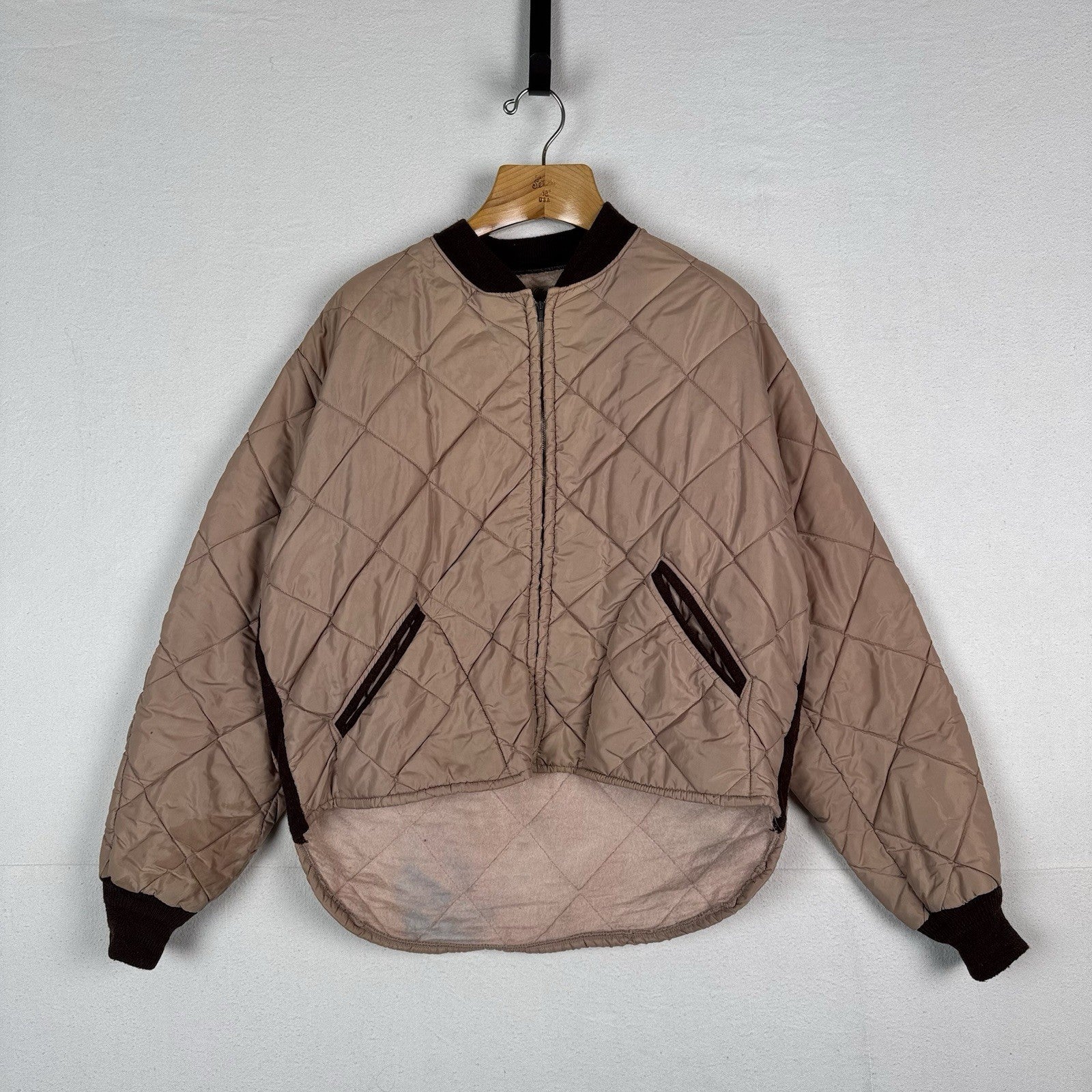 60’s Vintage Bob Allen Quilted Jacket Pants Set Long Underwear Men's XL Brown