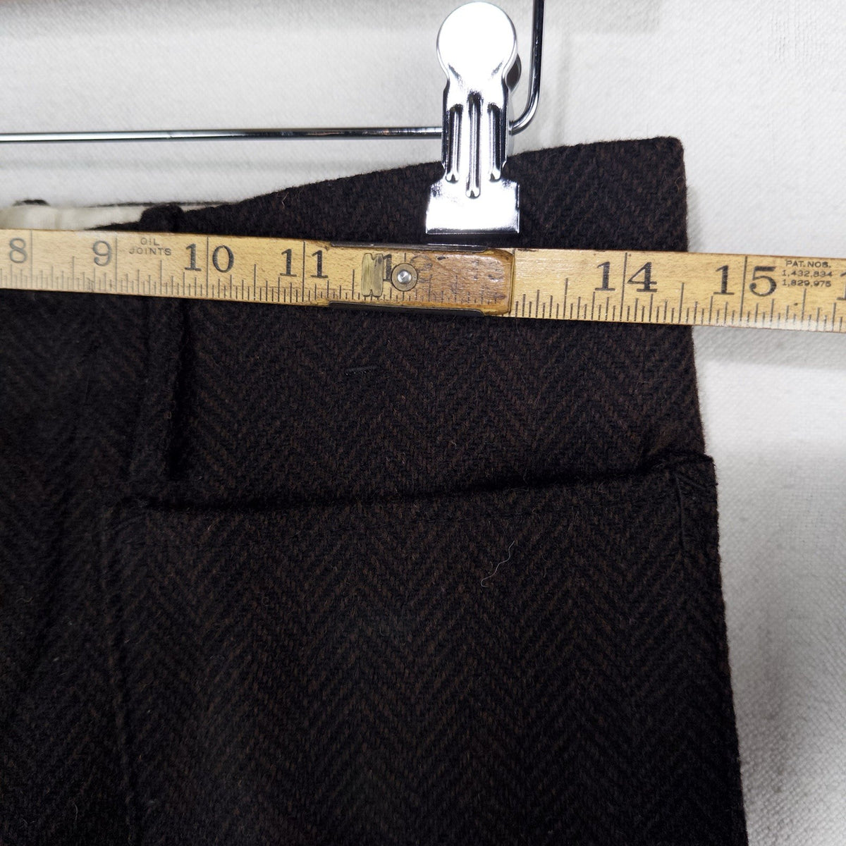50's Vtg Monarch Mfg Co. Boys Wool Pants 28x28 Brown Herringbone