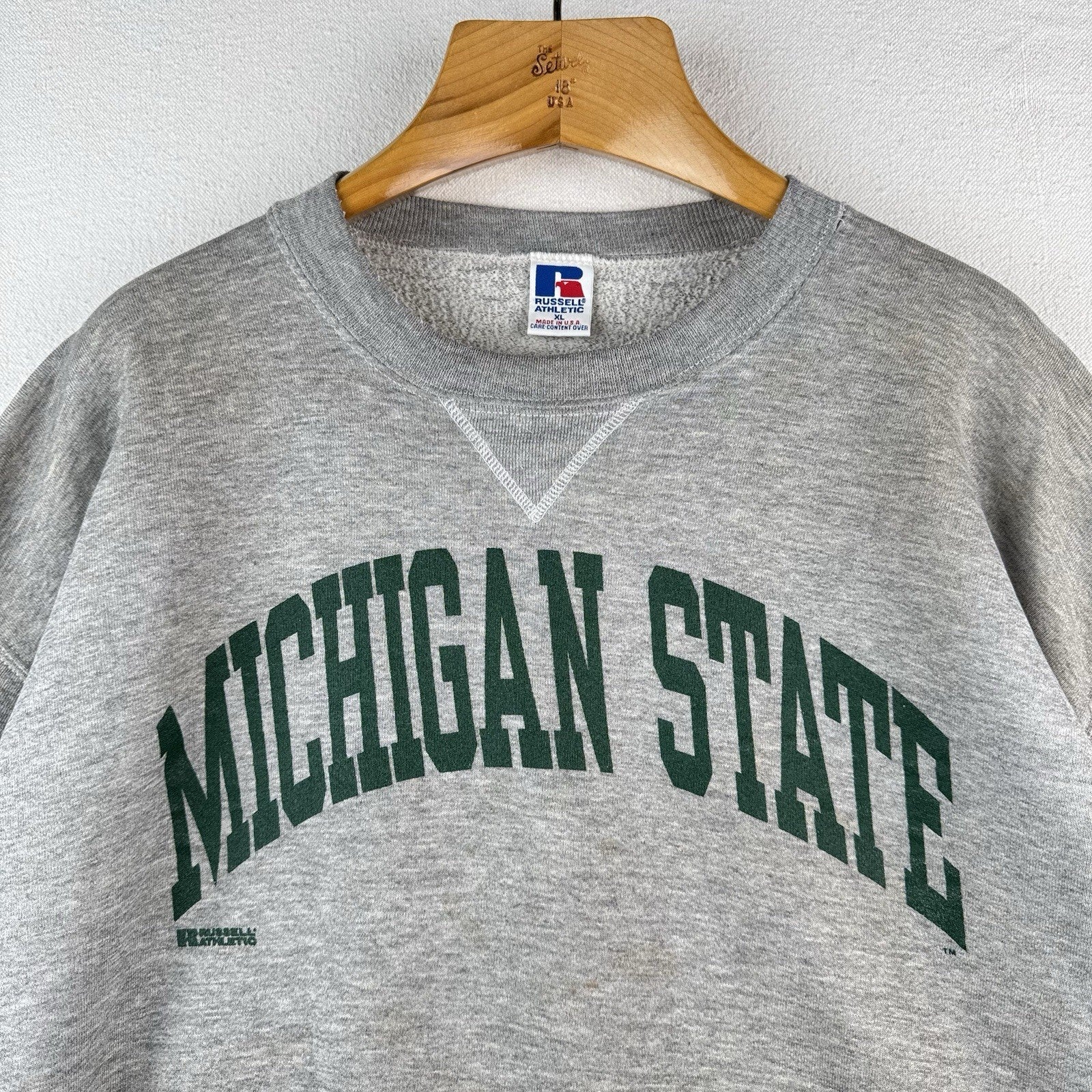 80’s Vtg Michigan State Spartans Russell Athletic Gray Sweatshirt Small Made USA