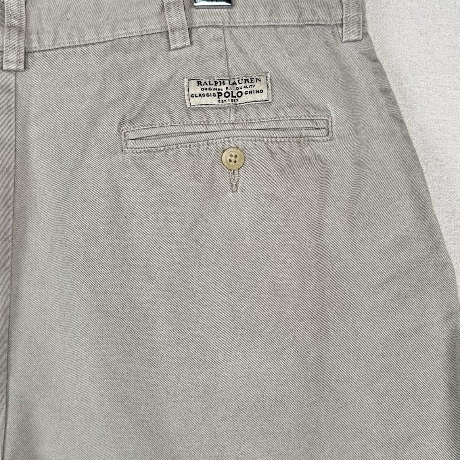 90's Vintage Polo Ralph Lauren Men's 35x9 Prospect Tan Chino Shorts
