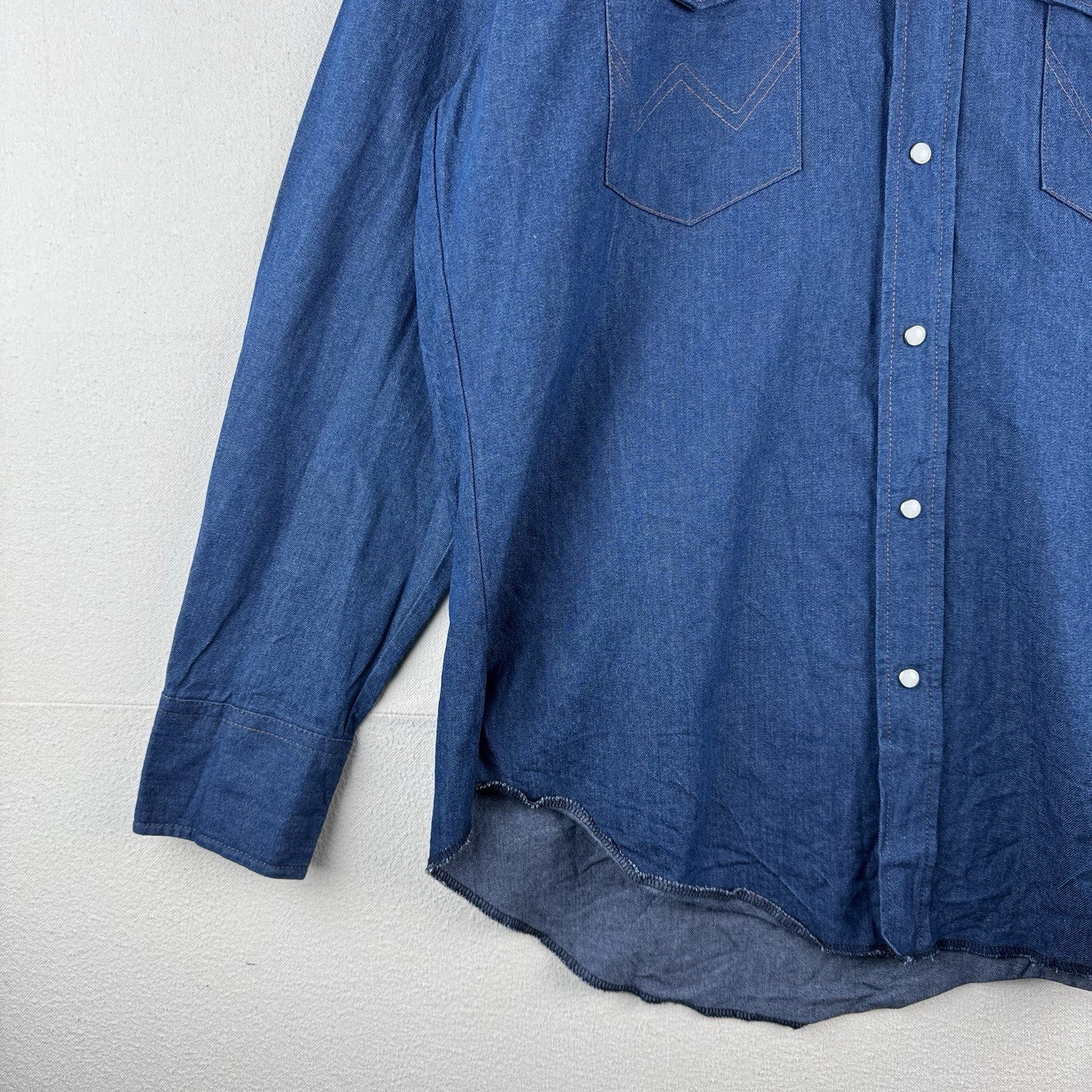 Vtg Wrangler Western Denim Pearl Snap Men’s Large Embroidered Speed Limit