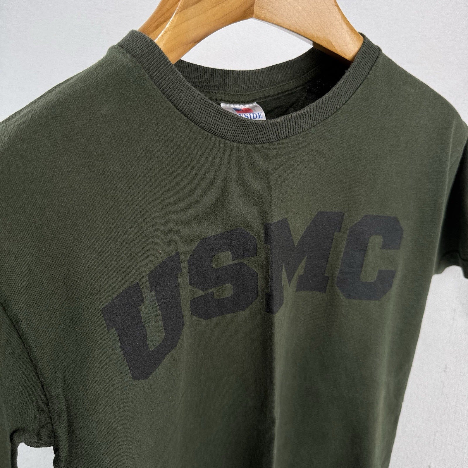 90’s Vtg Bayside True American T-Shirt Men’s S Green USMC Military Marine