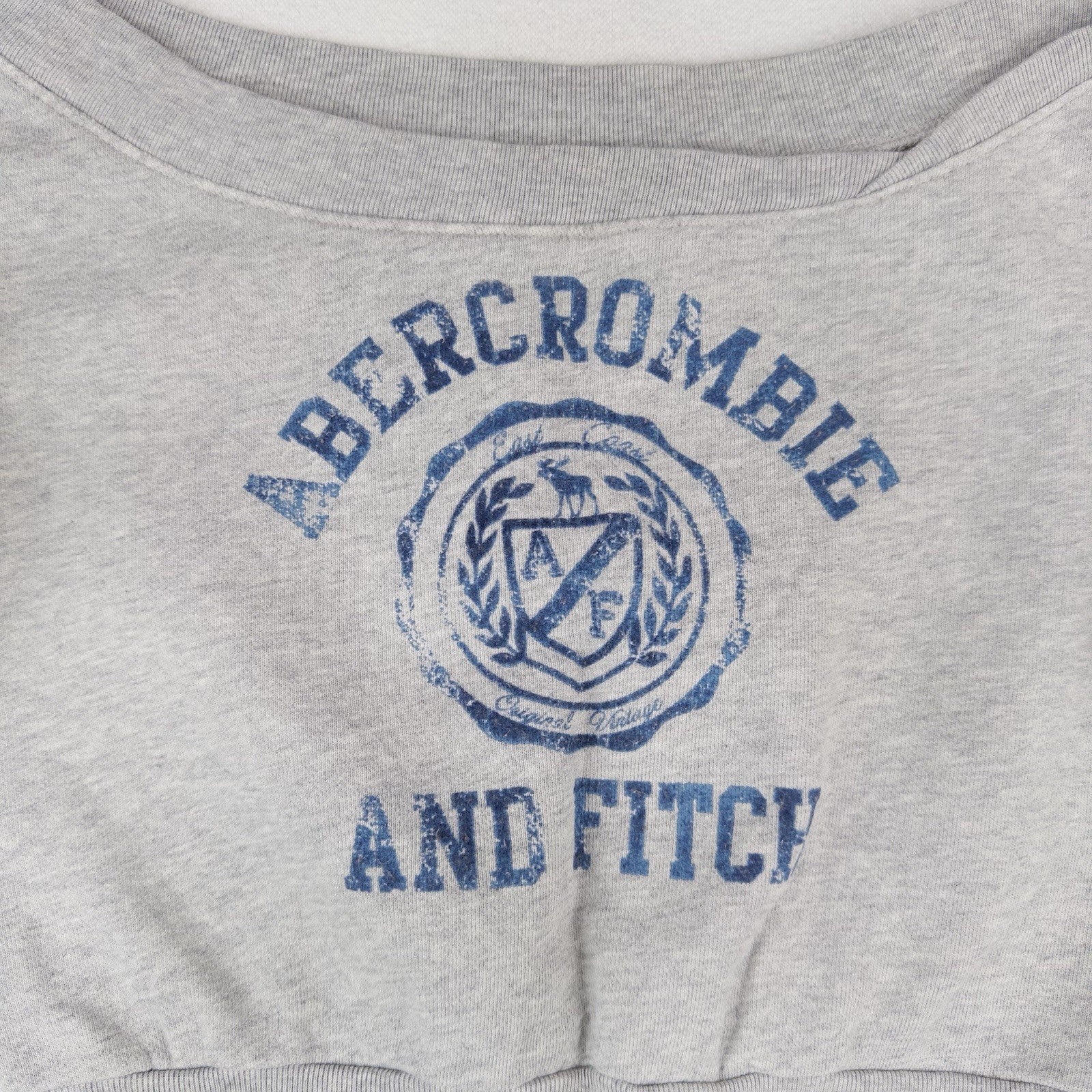 90’s Vtg Abercrombie & Fitch Women’s S Gray Off Shoulder Sweatshirt Flock Print