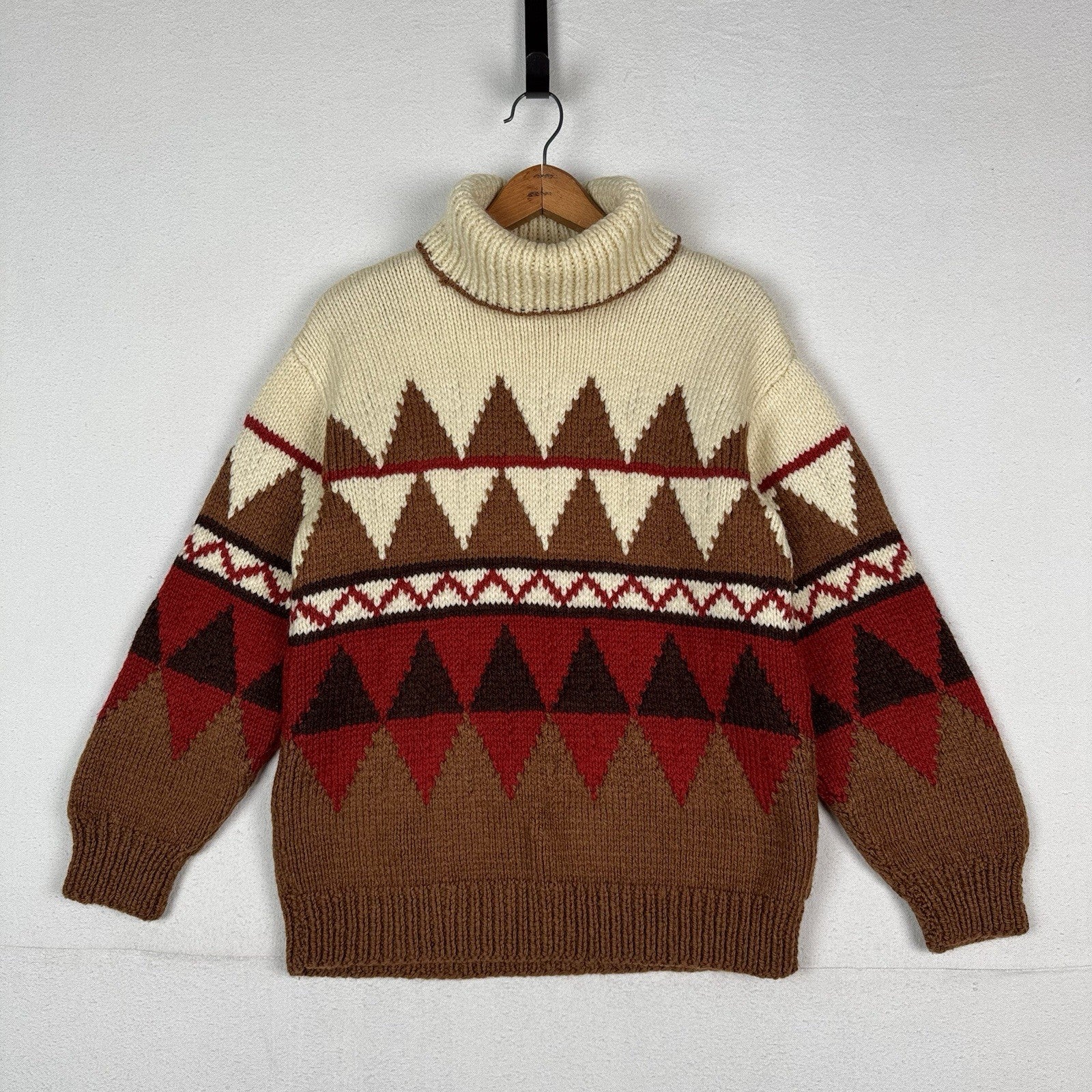 Handmade Elsamanda Southwestern Style Turtleneck Sweater M/L  (Chest/P2P: 19”)
