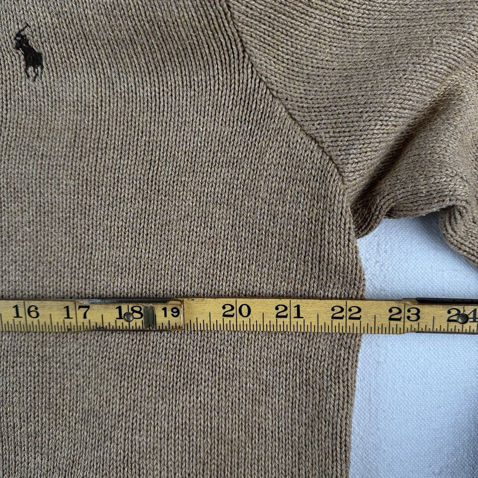 Vintage Polo Ralph Lauren Mens XL Crew Neck Sweater 100% Pima Cotton Beige *Read