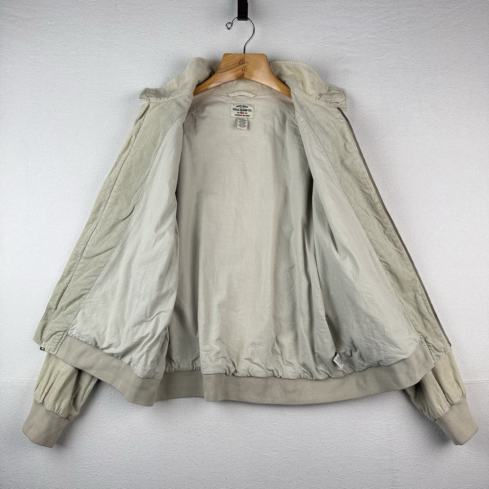 Vtg Ralph Lauren Polo Jeans Co Men’s L Harrington Corduroy Zip Bomber Jacket