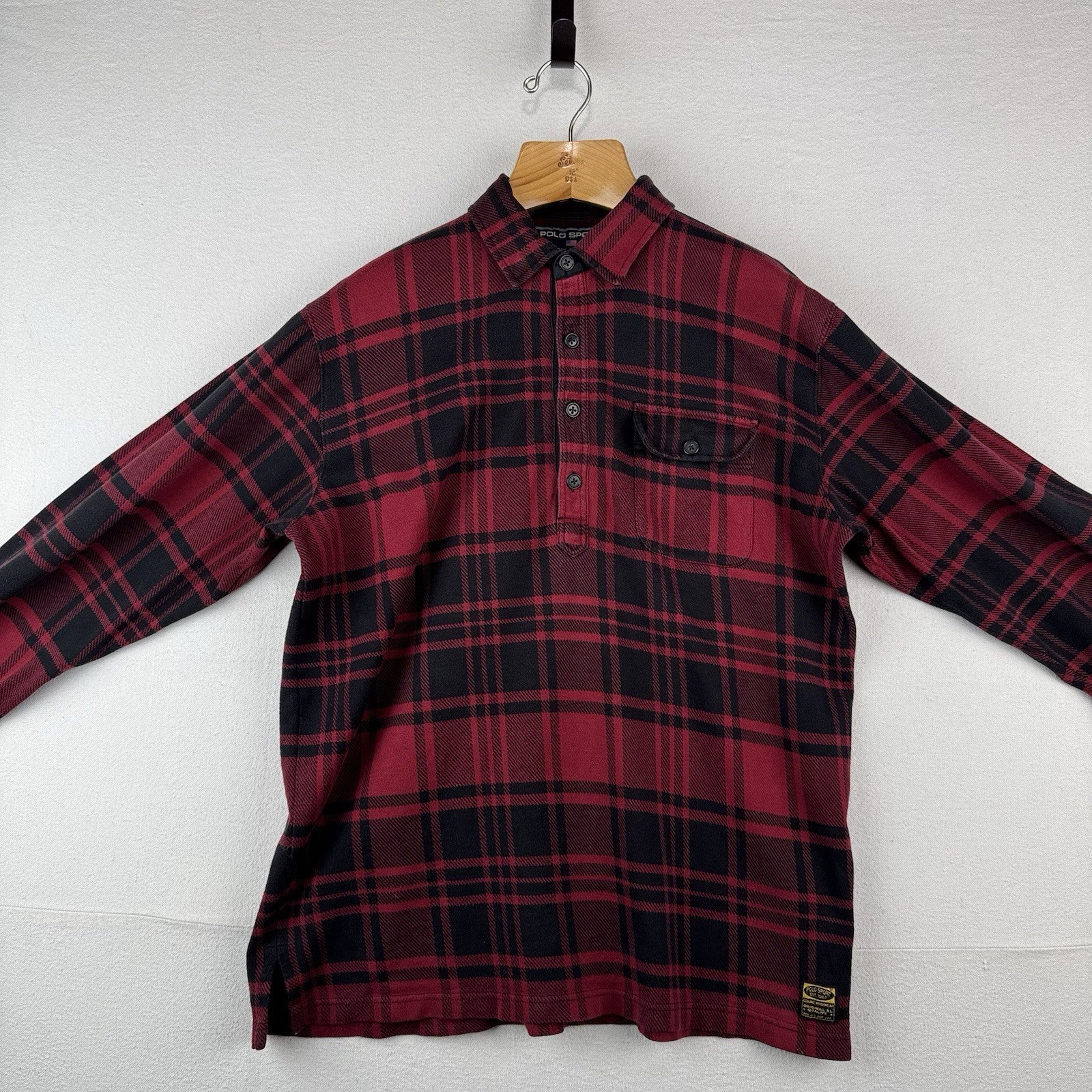90’s Vtg Polo Sport Ralph Lauren Men’s L Buffalo Plaid Flannel Shirt *Read