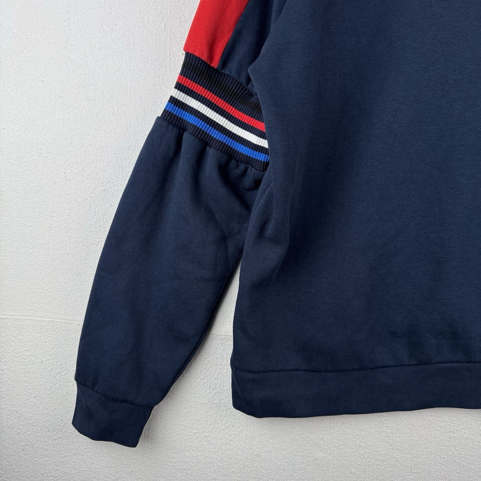 Sergio Tacchini Daniel Navy/White Men's Crew Sweatshirt Vertical Spell-out *Read