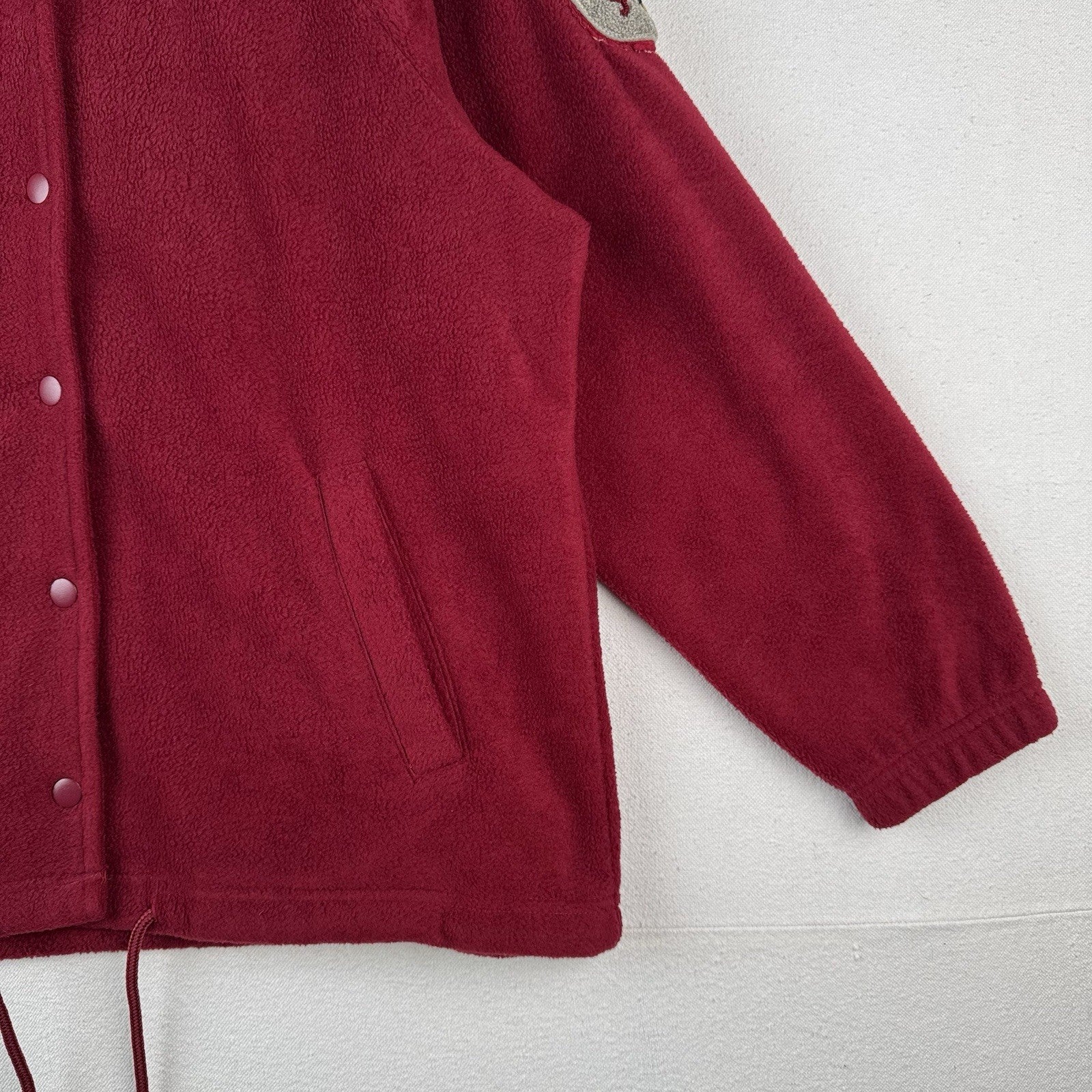 60’s Vtg Varsity Letterman Patches On Modern Red Fleece Jacket Fits Men S *Read