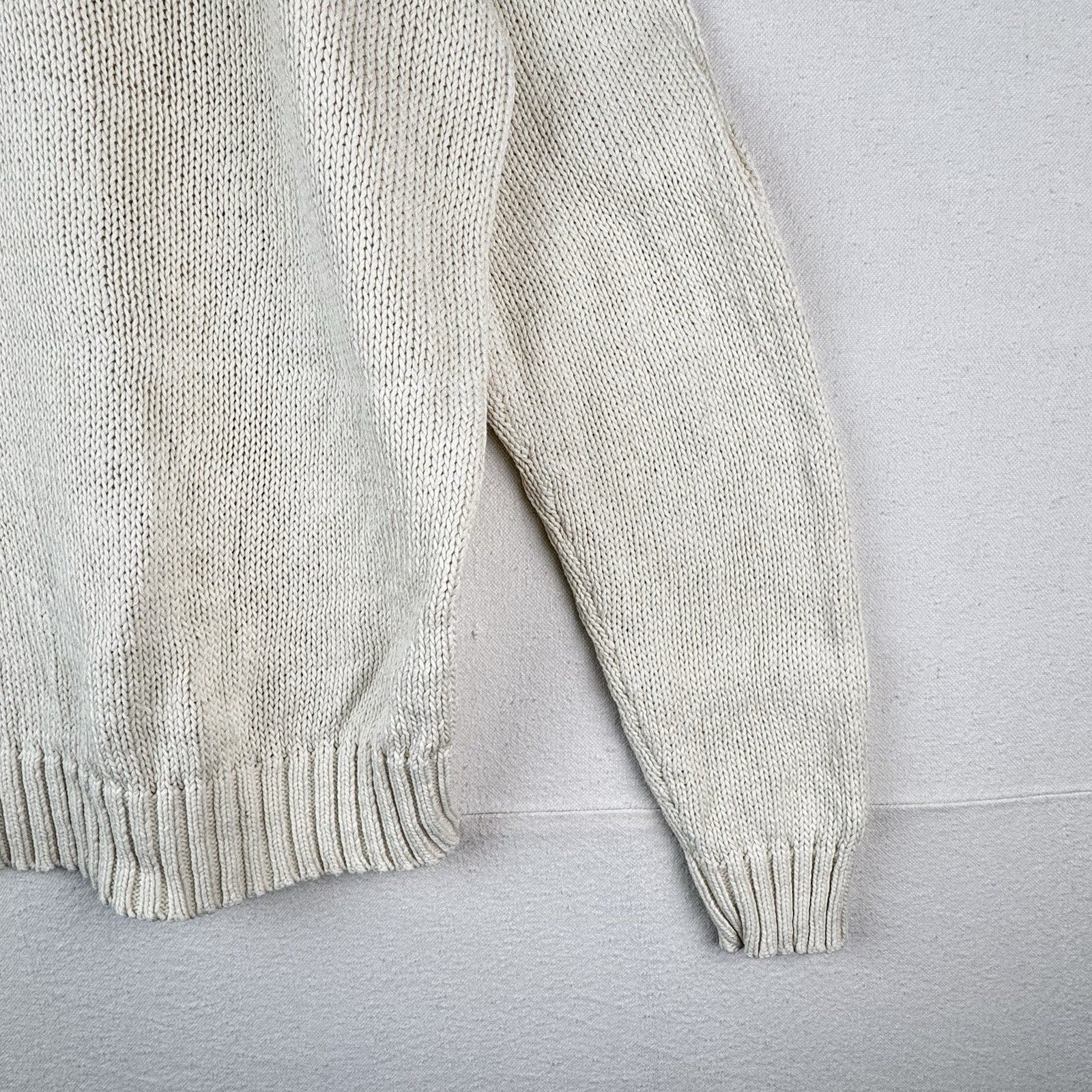 90’s Vintage Polo Ralph Lauren Sweater Men’s Large Ivory Linen Pullover