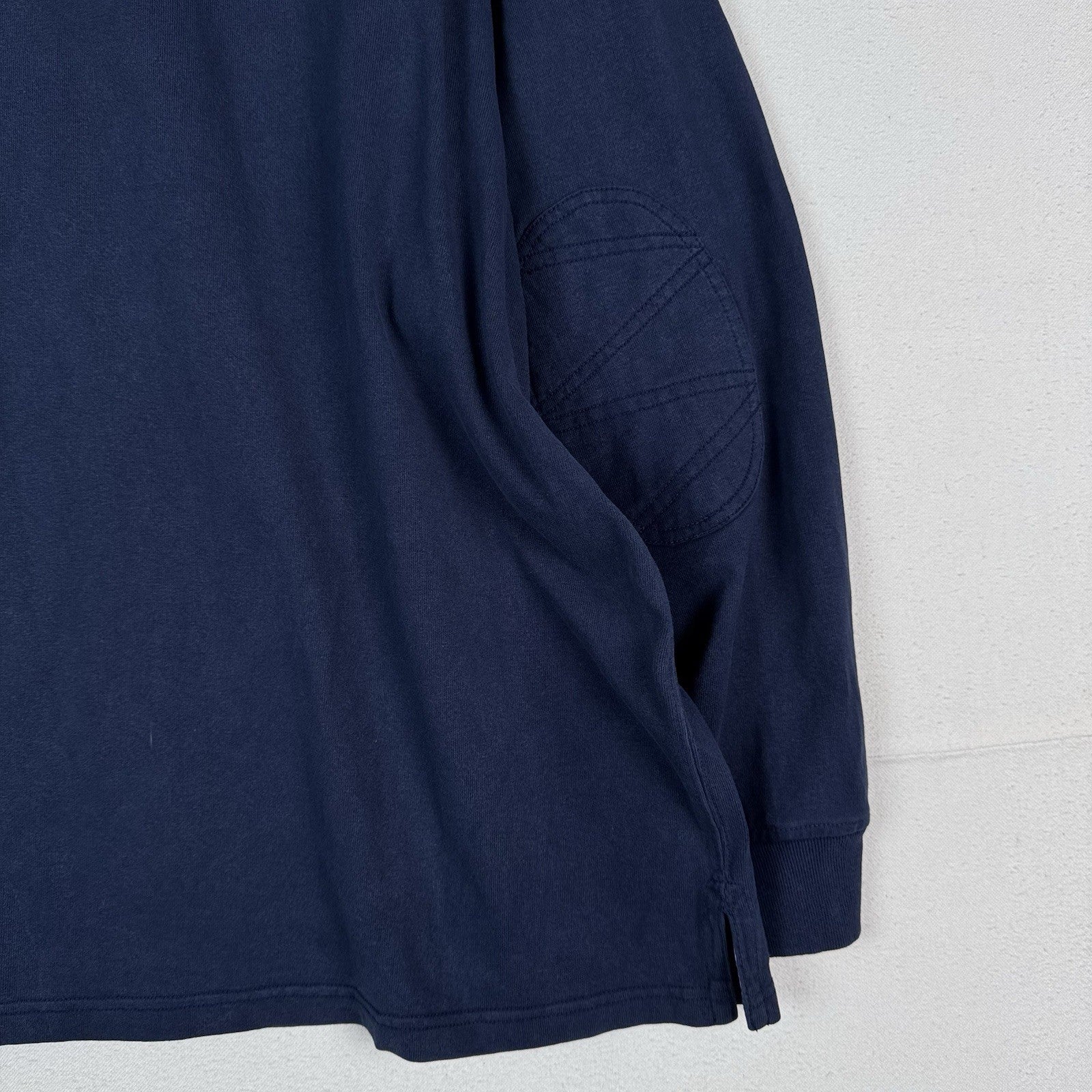 Polo Ralph Lauren Rugby Shirt 4XLB 4XL Big Blue Quilted Shoulder Elbow Patch