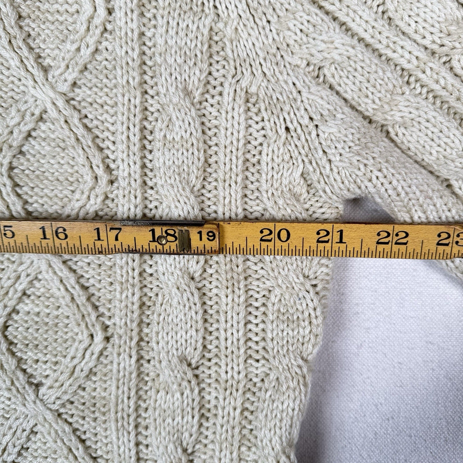 Vintage Thane Men’s Fisherman Cable Knit Cardigan Sweater Acrylic Cream Medium