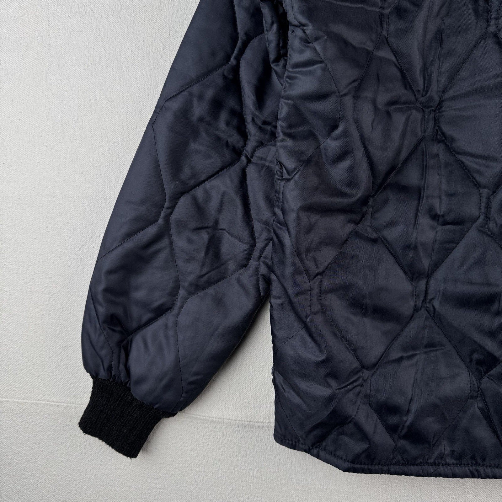 80’s Vtg Quilted Liner Jacket Blue Dacron Workwear Bomber Medium Made In USA