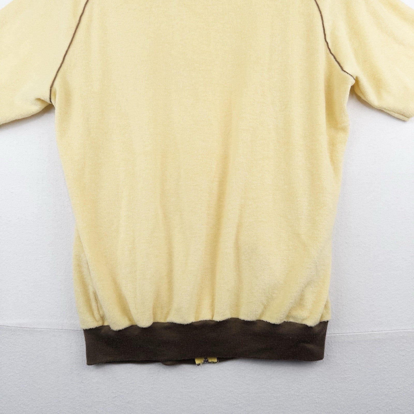 70s Vtg Jantzen Mens XL Yellow Terry Short Sleeve Zip Cabana Pool Shirt Made USA