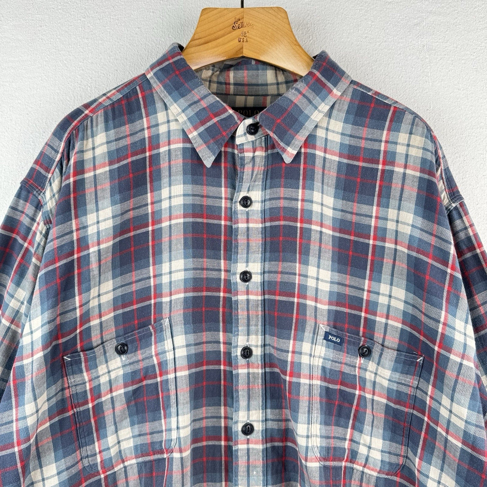 Polo Ralph Lauren Shadow Plaid Flannel Chambray Lined Button Up Classic Fit 4XB