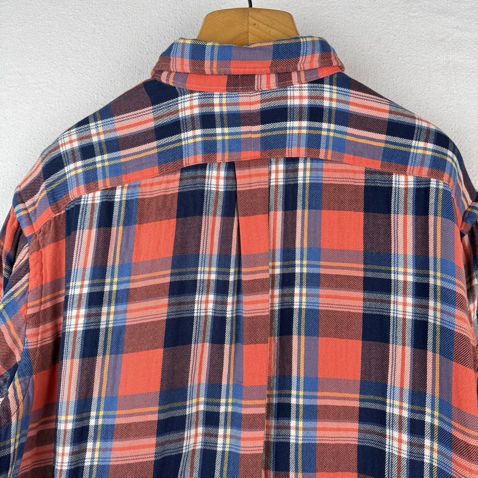Vtg Polo Ralph Lauren Men's 2XL Plaid Lined Flannel Shirt Orange Double Layer