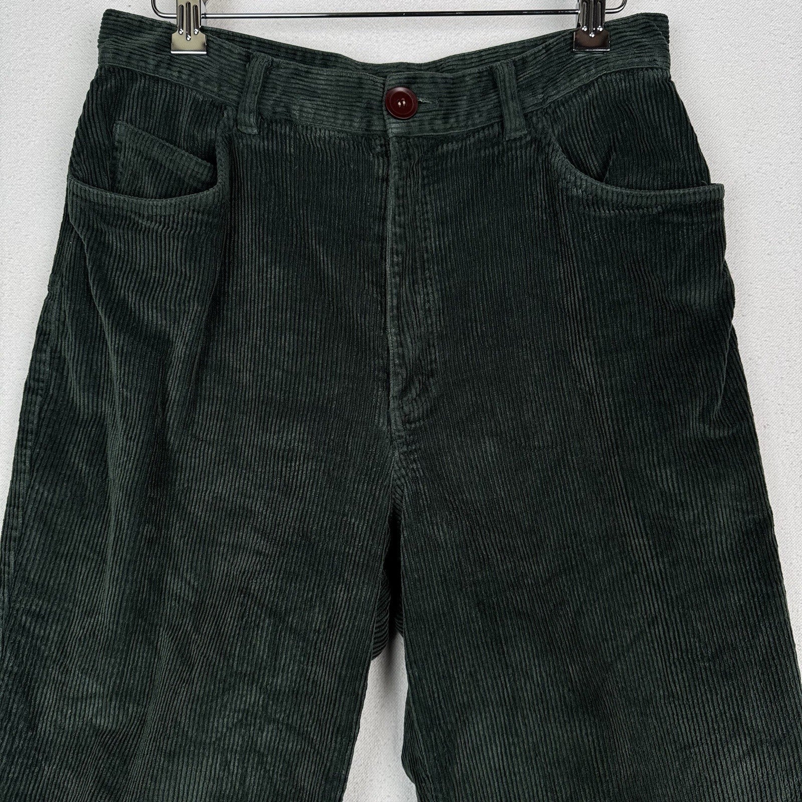 Vtg Ralph Lauren Women’s 12 High Rise Pants Tapered Green Corduroy Stretch Zip