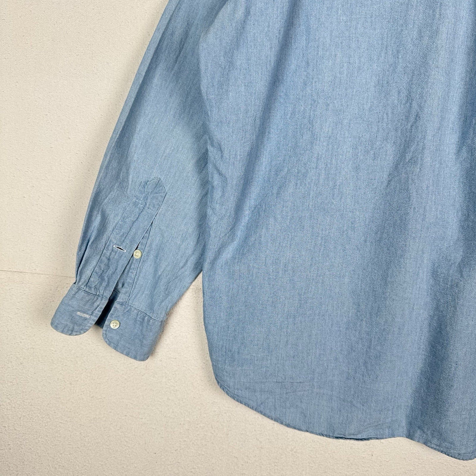 Vtg Ralph Lauren Men’s XL Blue Chambray Big Shirt Embroidered Pony Cotton