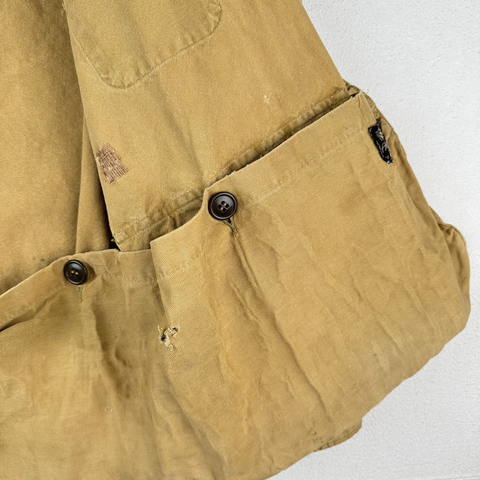 40s 50’s Vtg Hetterick Mfg Co Hunting Jacket Chore Coat Patches 46” USA *Read
