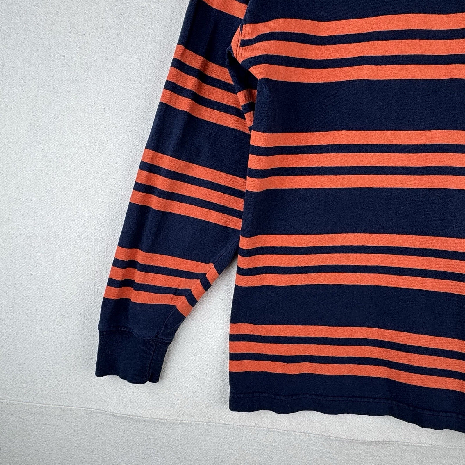 90’s Vtg Ralph Lauren Polo Sport Women’s Medium Orange Blue Stripe Shirt 17”