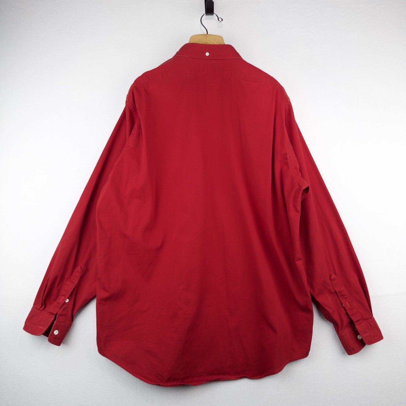 90’s Vtg J.Crew Oarsman Button Down Shirt Men’s XL Red Twill Long Sleeve USA
