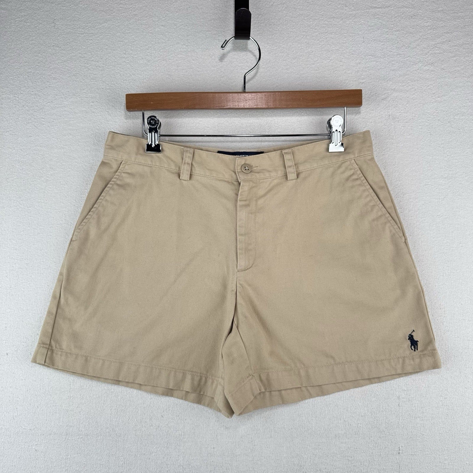 Ralph Lauren Sport Shorts Women’s 6 Tan Khaki Twill Embroidered Blue Pony