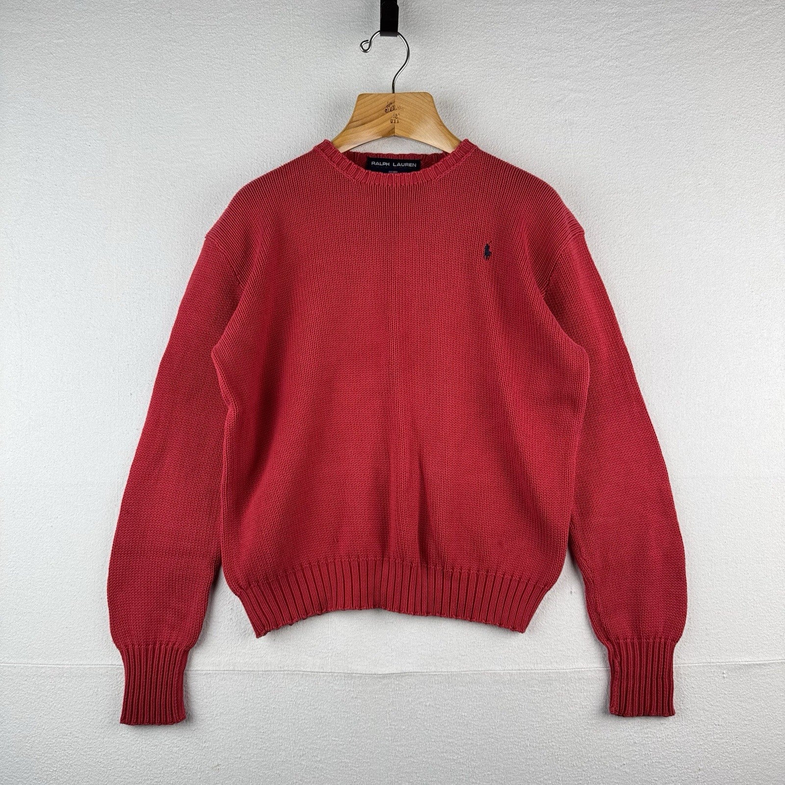 Vintage Ralph Lauren Polo Sport Men’s L 100% Cotton Crewneck Sweater Red