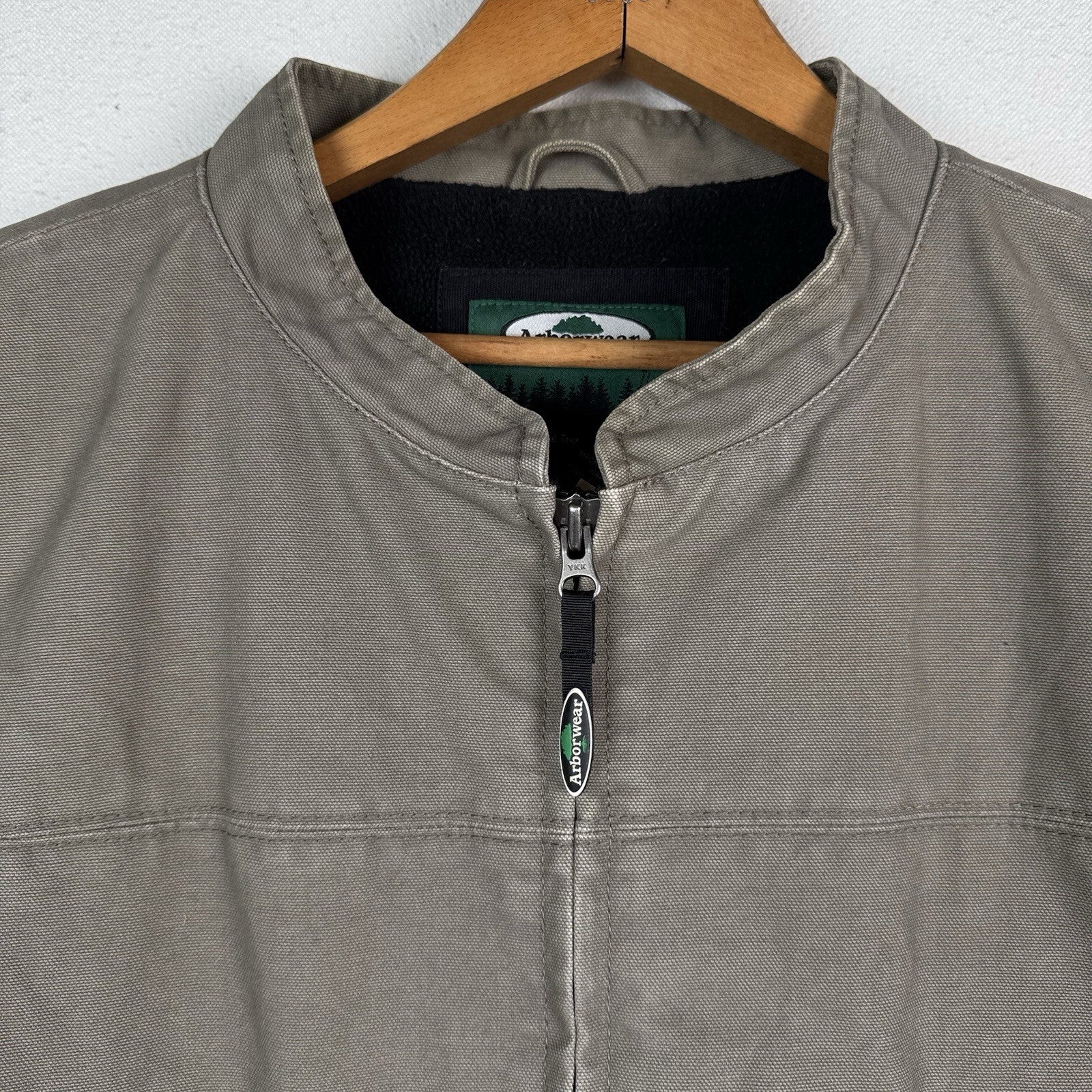 Vintage Arborwear Tan Duck Canvas Fleece Lined Vest Mens 2XL XXL Side Zip