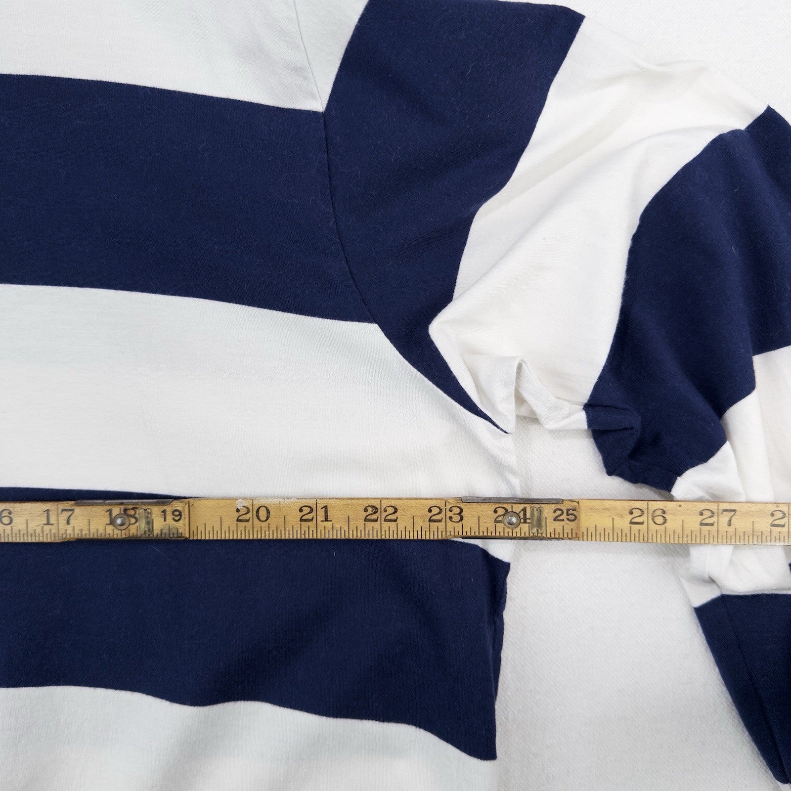 90’s Vtg Polo Ralph Lauren V-neck Sailor Stripe Shirt Men’s L Pima Cotton Blue