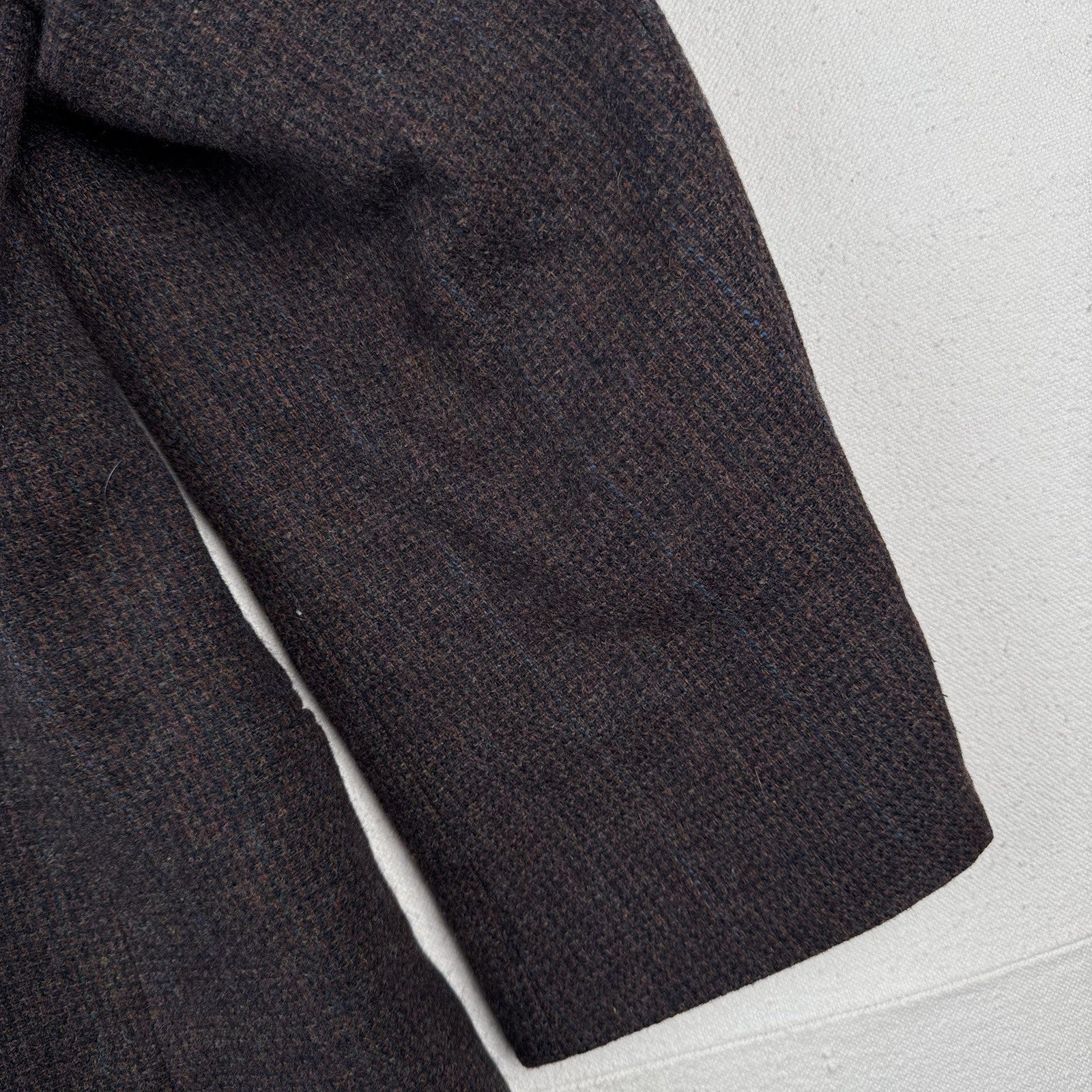 Vintage Kuppenheimer 42R Relaxed Brown Blue Tweed Double Breasted Wool USA