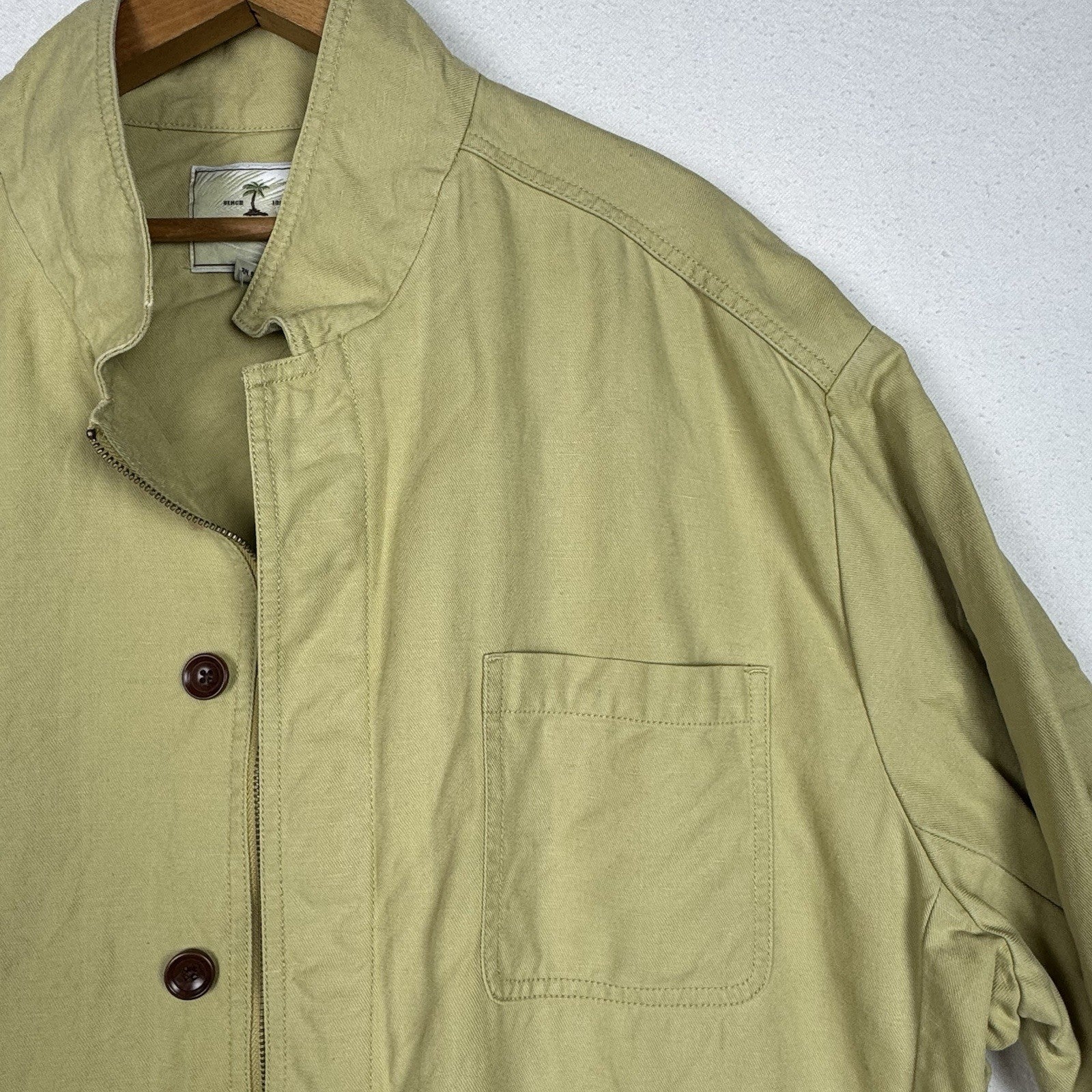 Tommy Bahama Linen Blend Jacket Adult 2XL Camel Khaki Full Zip Button Chore