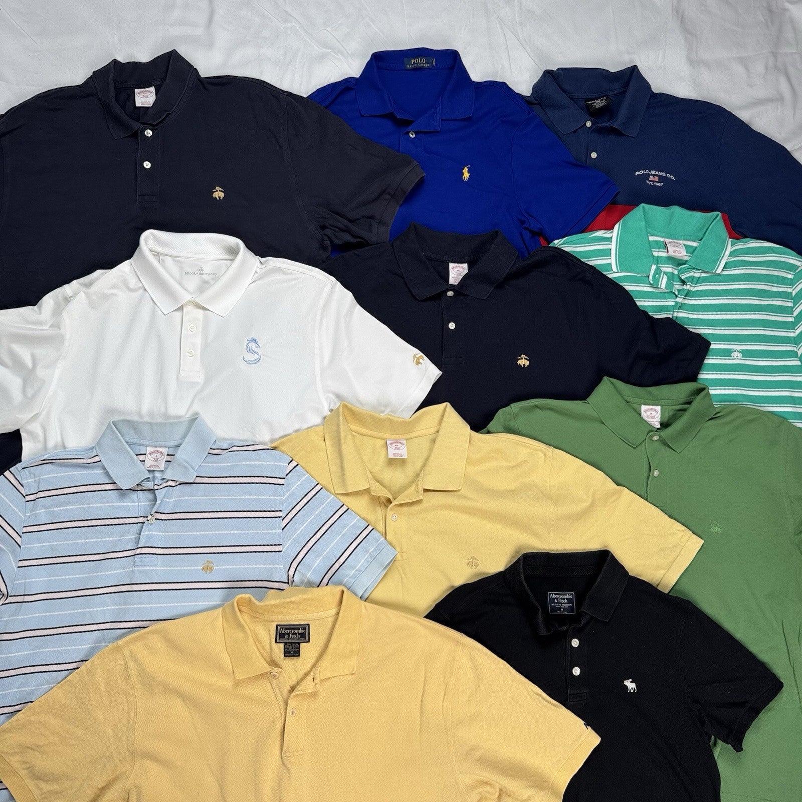 Lot of 11 Brooks Brothers, Ralph Lauren, Abercrombie Polo Shirts S,M,L,XL,2XL