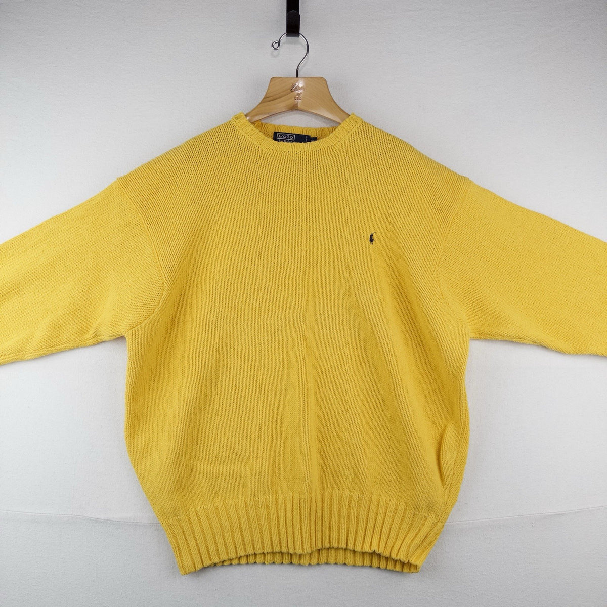 90’s Vtg Polo Ralph Lauren Chunky Yellow Cotton Sweater Men’s 2XL