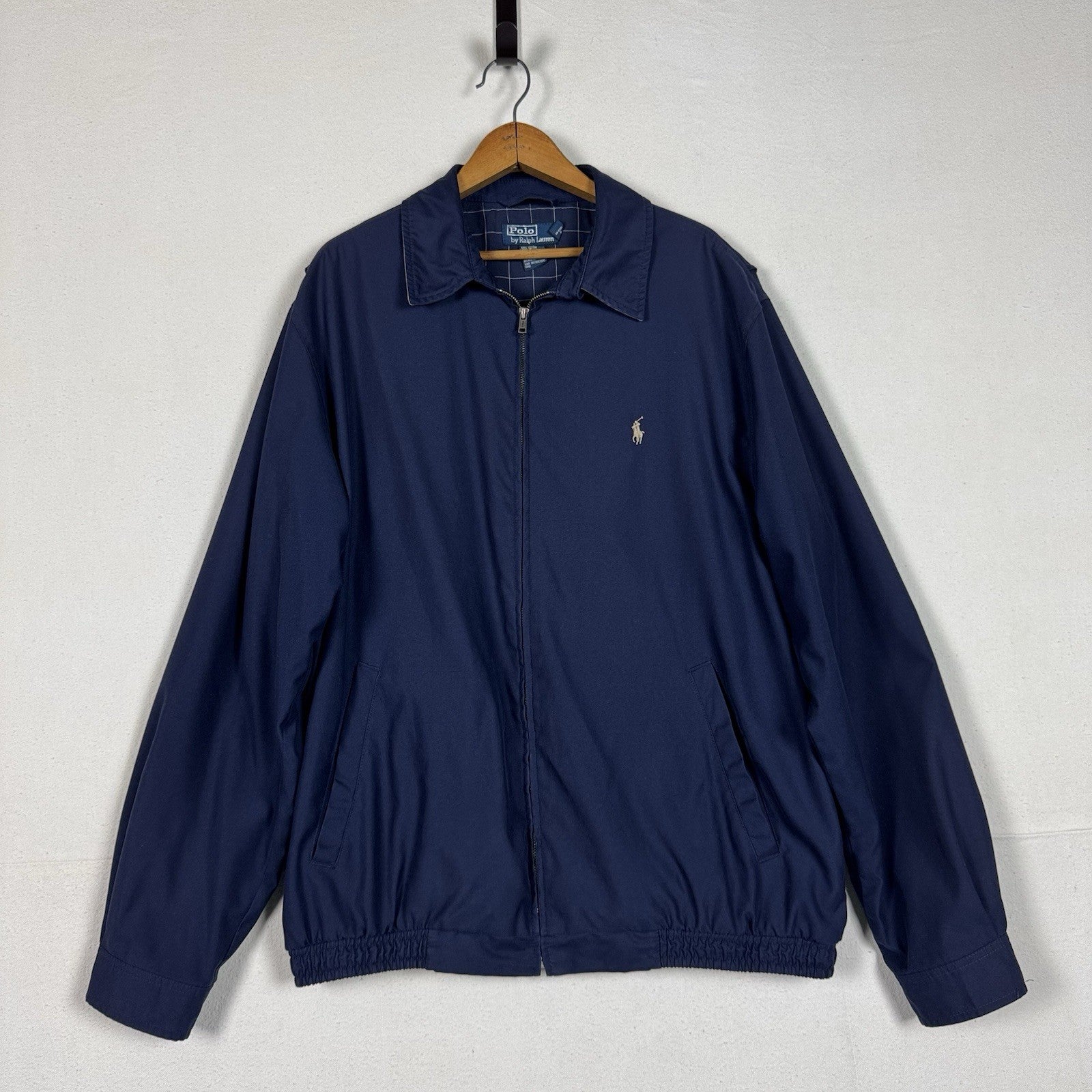 Polo Ralph Lauren Cotton Plaid Lined Harrington Jacket Blue XL Tall