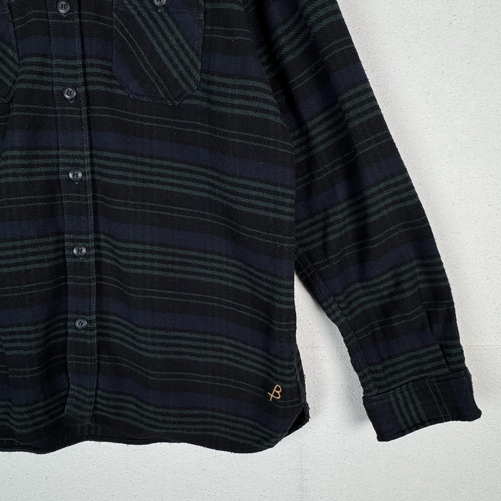 Birdwell Beach Britches Men's 2XL Flannel Cotton L/S Shirt Navy Green Plaid