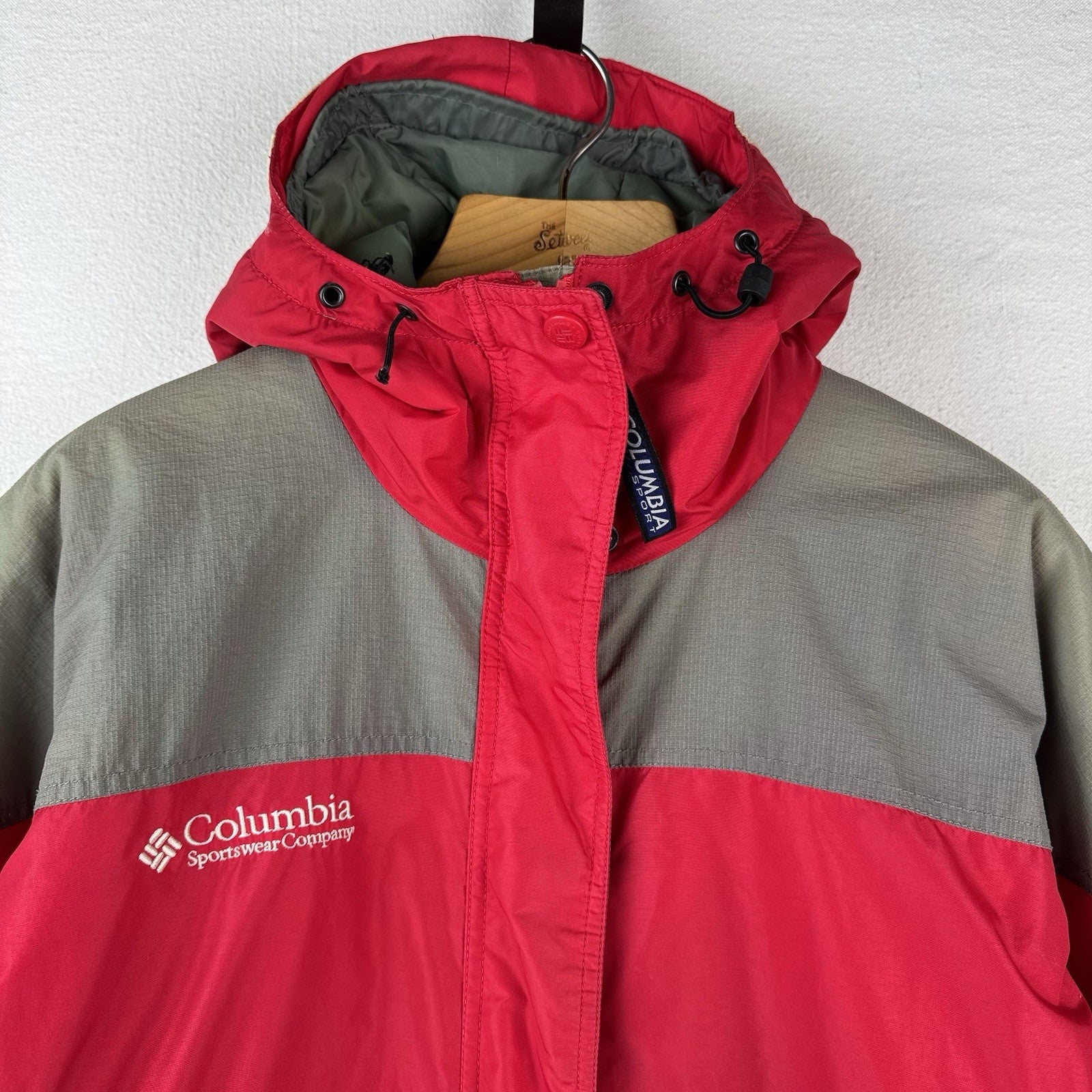 90’s Vtg Columbia Sportswear Portland Women's Large Red Hooded Parka Jacket Coat